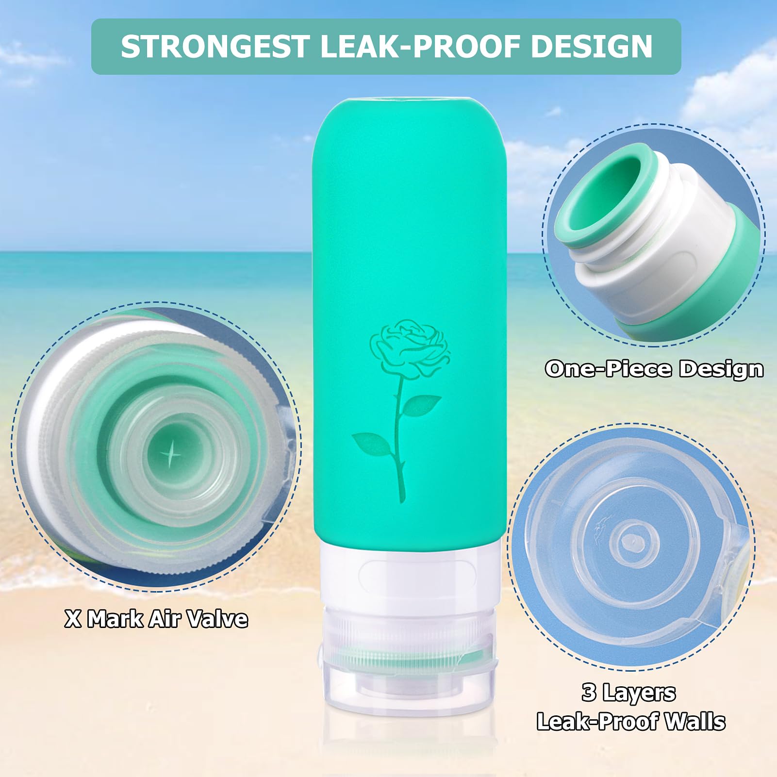 Kitchen Gims Small Travel Size Container For Cream 3Pcs Mini Silicone Makeup Jar And 1Pcs Tiny Squeeze Bottle, Tsa Approved Leak
