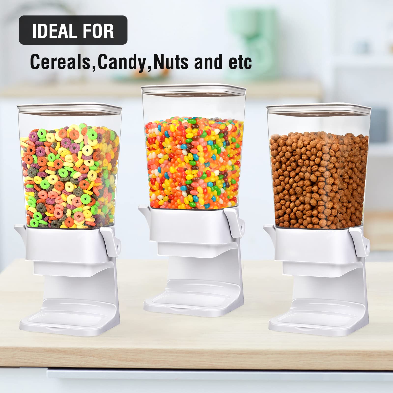 Mivvosakuki Double Cereal Dispenser Countertop Large Cereal Containers Storage Dispenser For Pantry Dry Food Dispenser Counterto