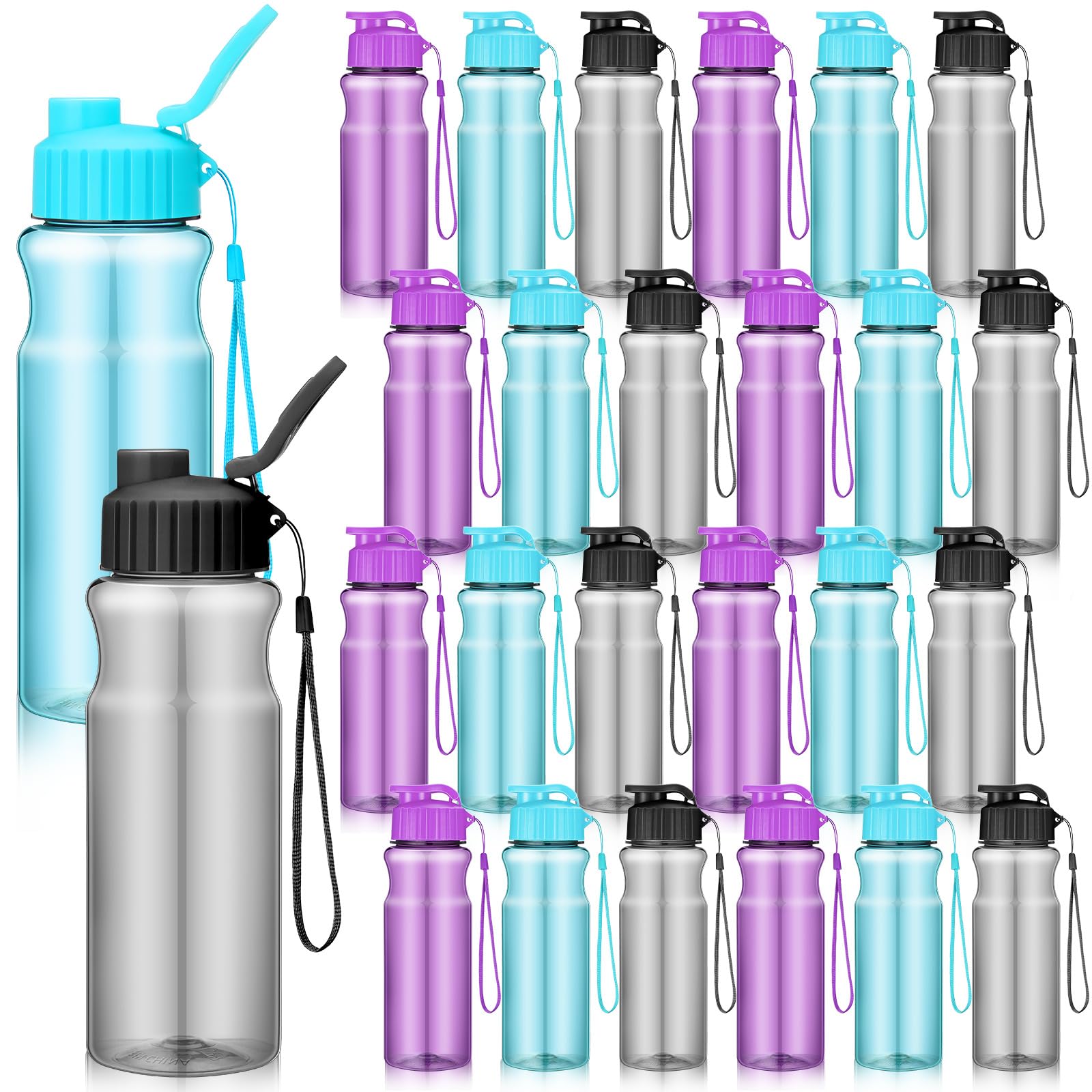 Ziliny 24 Pcs 17 oz Plastic Water Bottle Bulk, Stylish Color, Popular Style