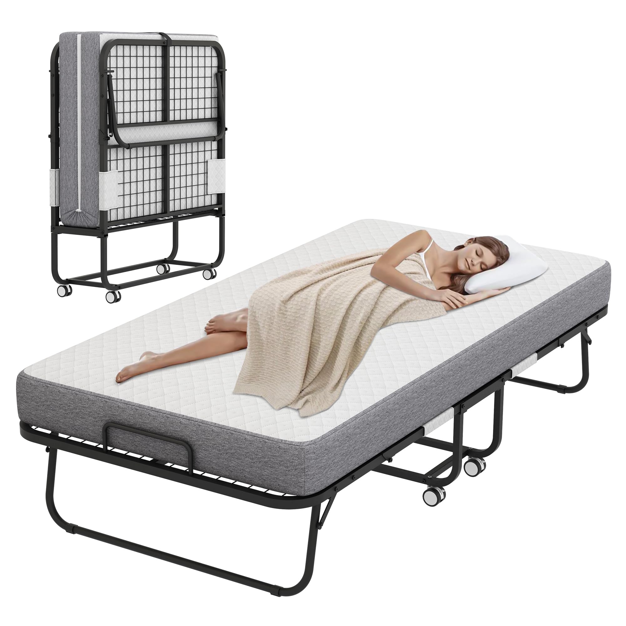 Espsilto Twin Size Folding Bed With Mattress For Adult