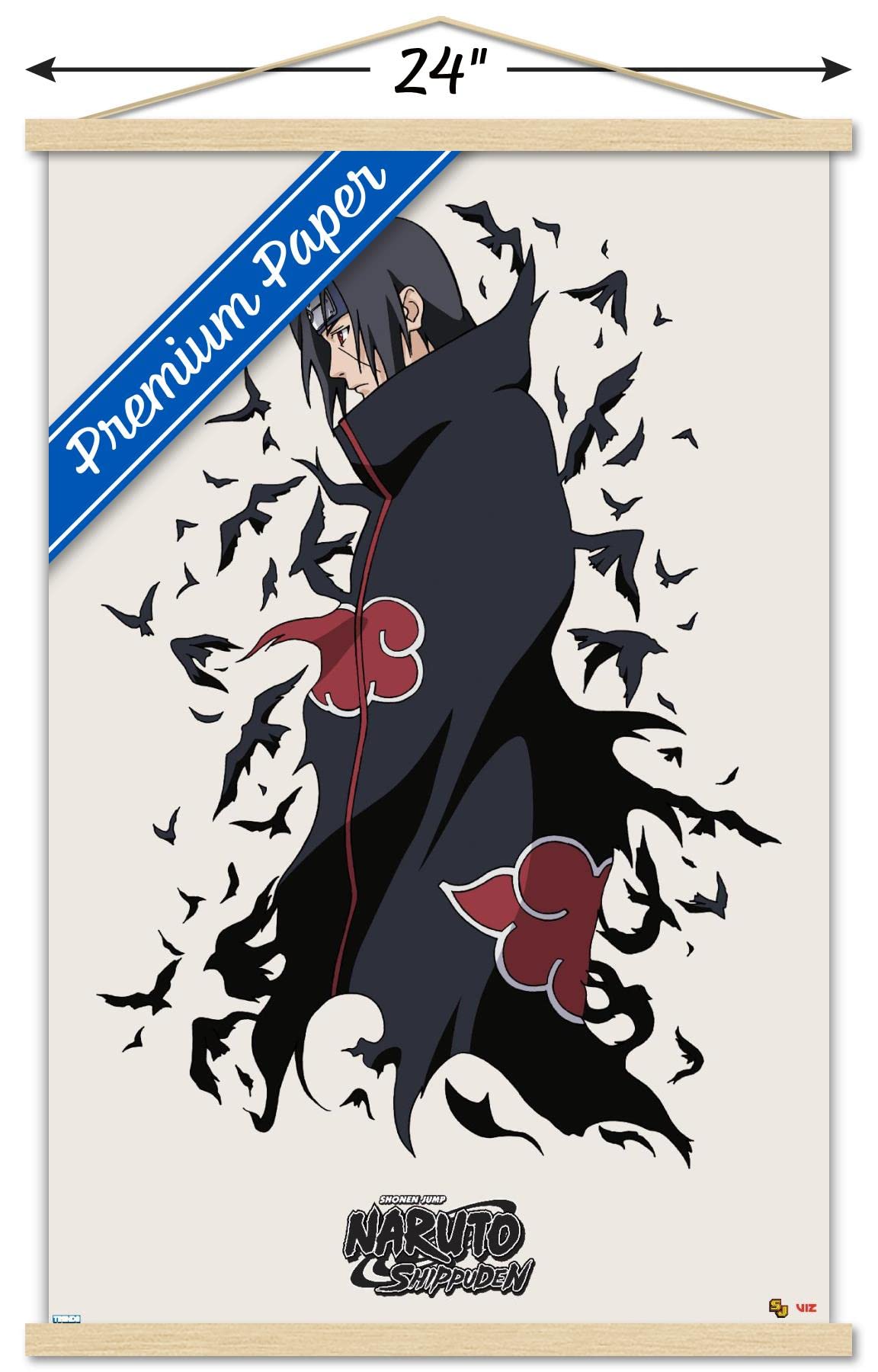 Trends International Naruto Shippuden - Itachi Wall Poster, 22.375'' X 34'', Premium Print And Beechwood Hanger Bundle