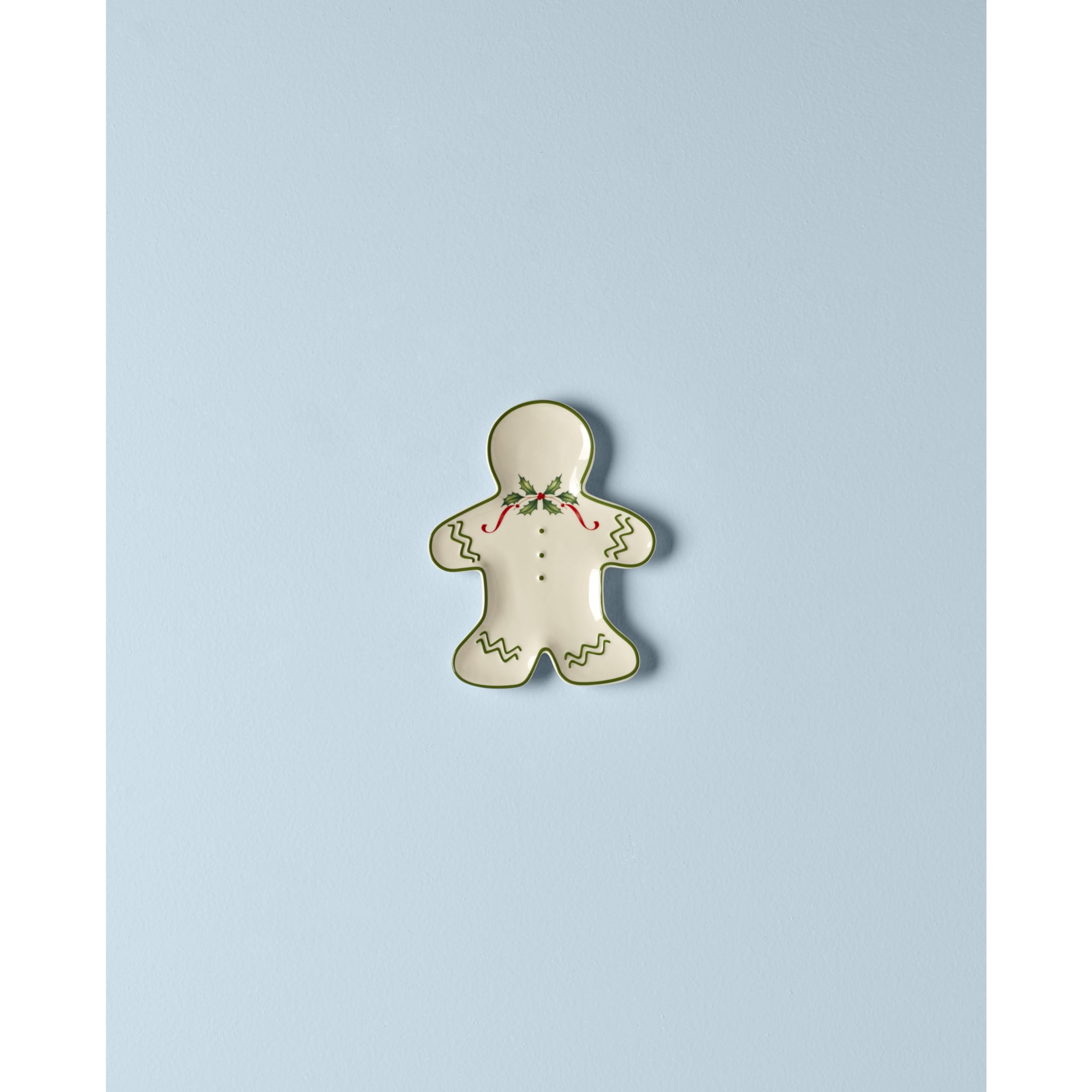 Lenox Holiday Gingerbread Man Accent Plate, 0.70 Lb, Red & Green
