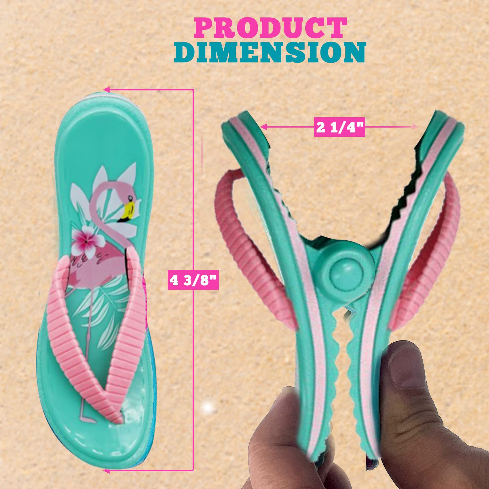 PERFORMORE Flip Flop Beach Towel Clips (Turquoise)  Set of 2  Portable Towel Holder Clips  Secure Clips for Beach Chairs Deck Patio Pool Boat Cruise Lounge Chair Accessories