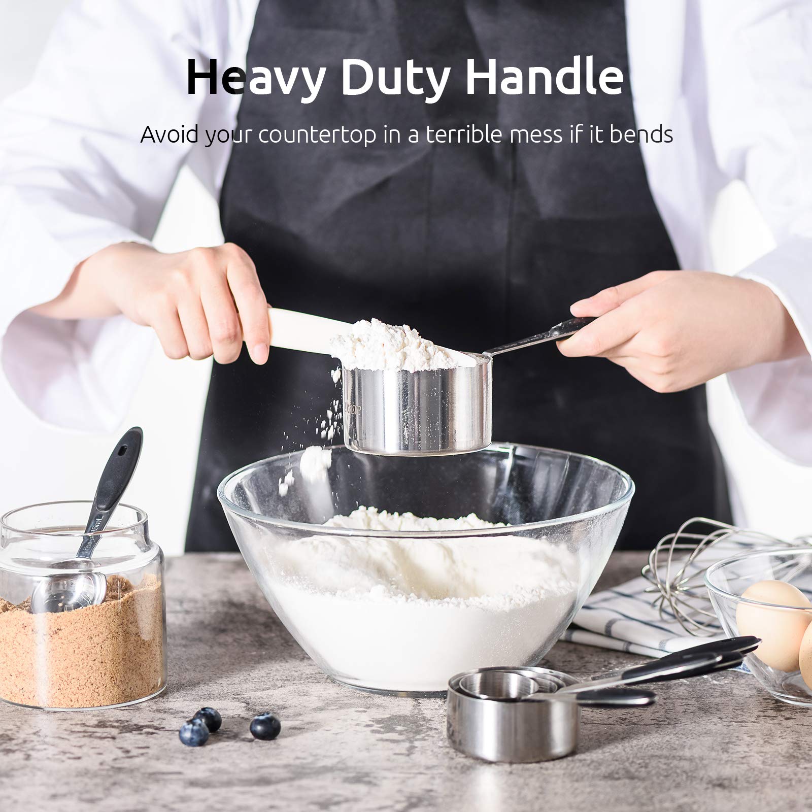Measuring Cups : U-Taste 18/8 Stainless Steel Measuring Cups And Spoons Set Of 10 Piece, Upgraded Thickness Handle(Black)