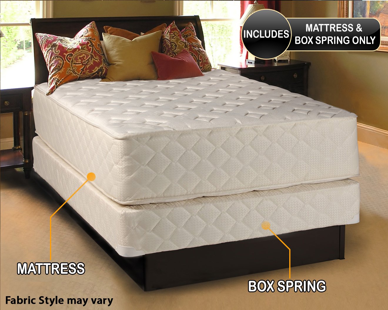 Dream Solutions Usa Dream Sleep Highlight Luxury Firm Twin Size Mattress & Box Spring Set - Fully, Assembled, Spinal Support, In