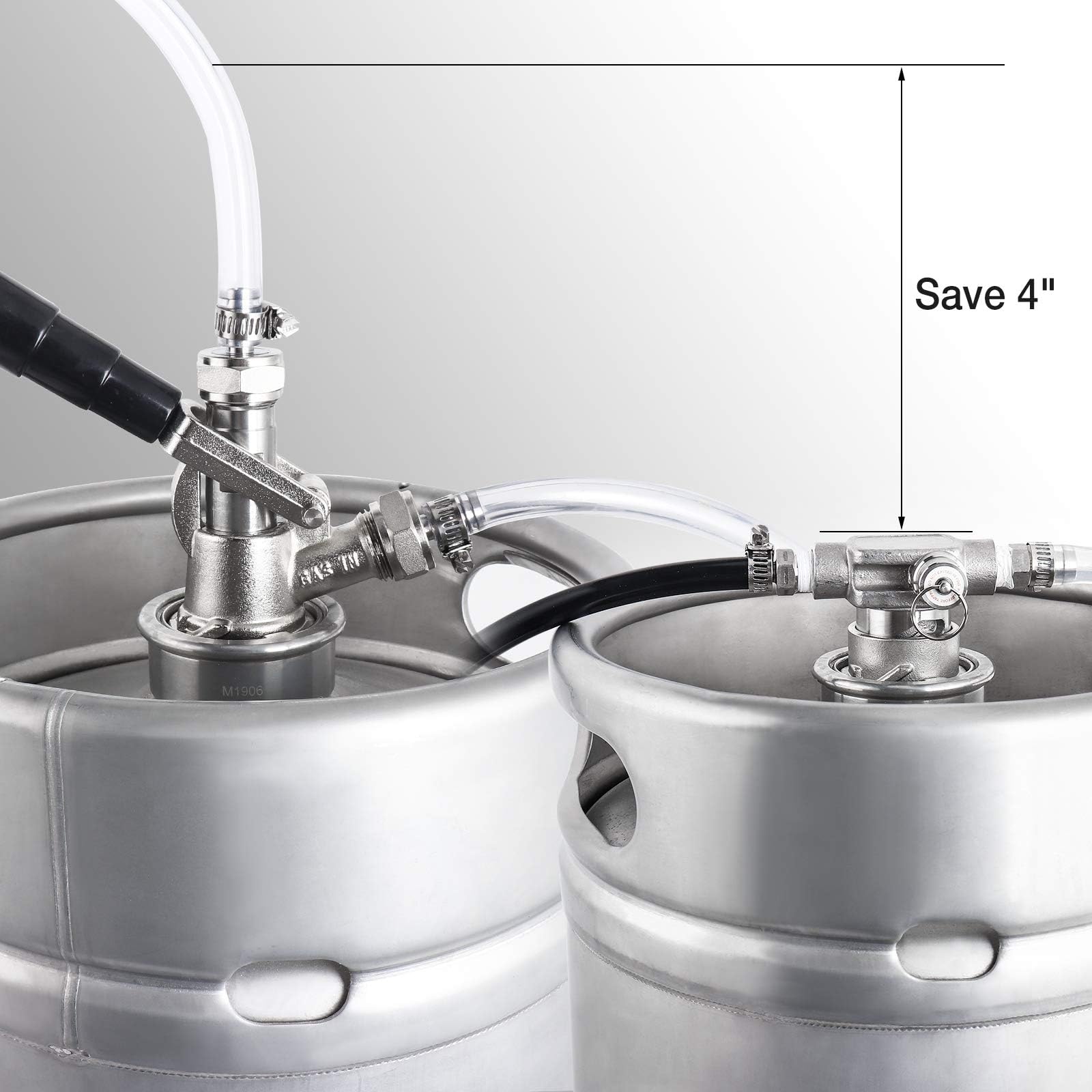Dbgogo Low Profile Keg Coupler, 304 Stainless Steel D System Keg Coupler Space Saving Twist-Activated Homebrew Sankey Keg Tap Wi