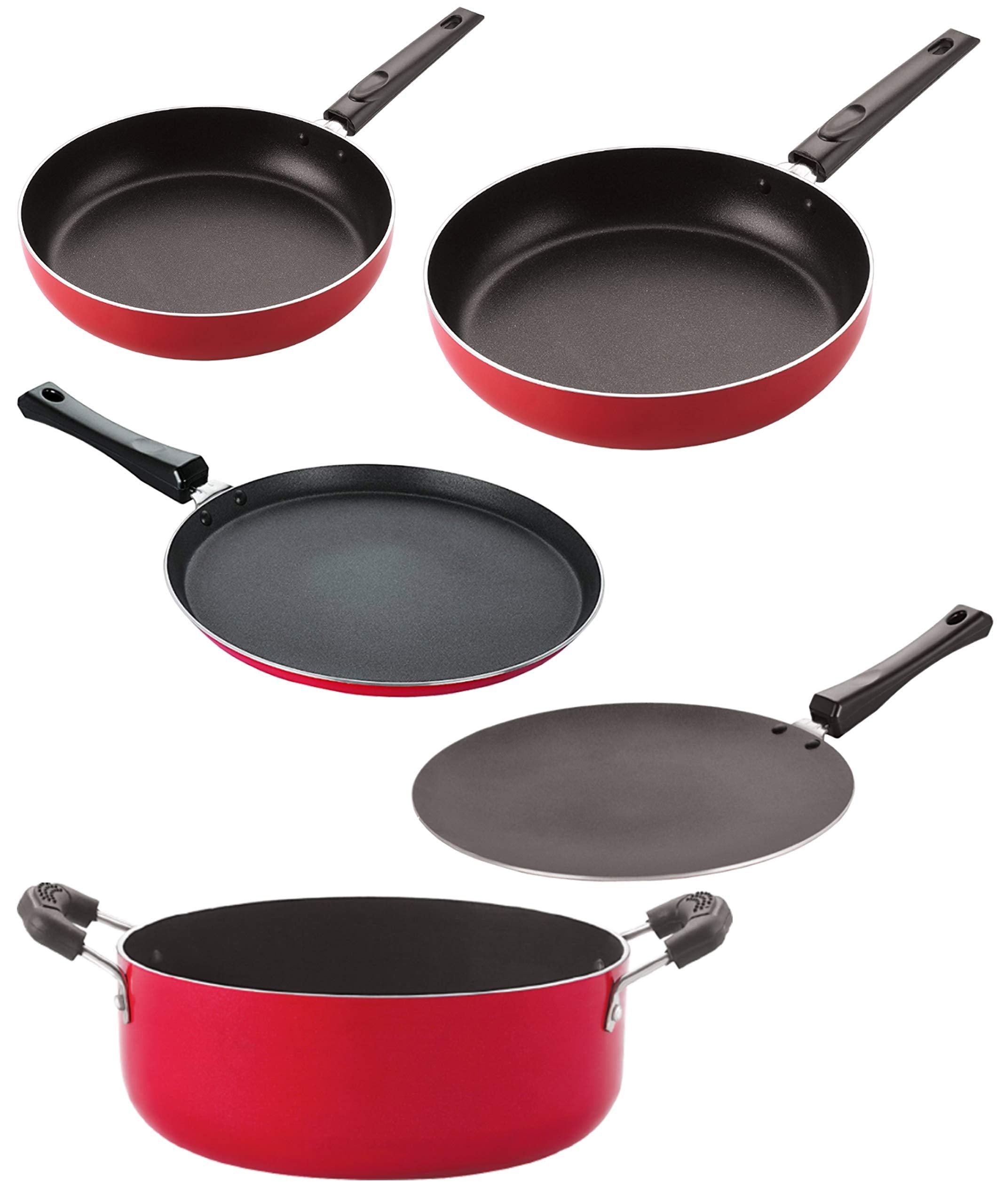 Nirlon Kitchen Utensils Non Stick Cookware Set Of 5 Pieces (2.6Mm_Ct_Fp12_Fp13_Cass22_Ft12)