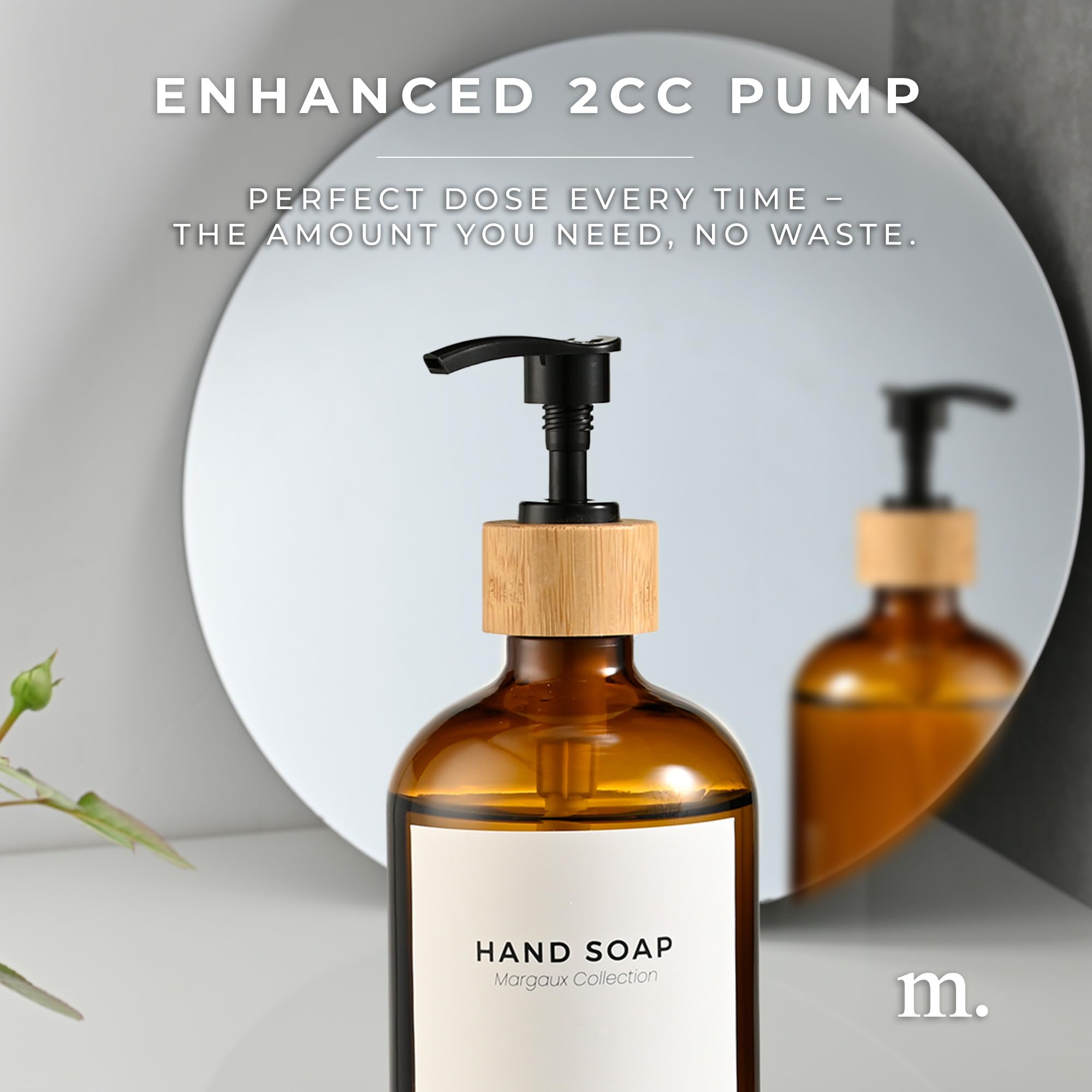 Maisonovo Kitchen Soap Dispenser Set - Glass Soap Dispenser With Pump - Amber Bamboo Black Pump 16.9 Fl Oz - Bathroom Soap Dispe