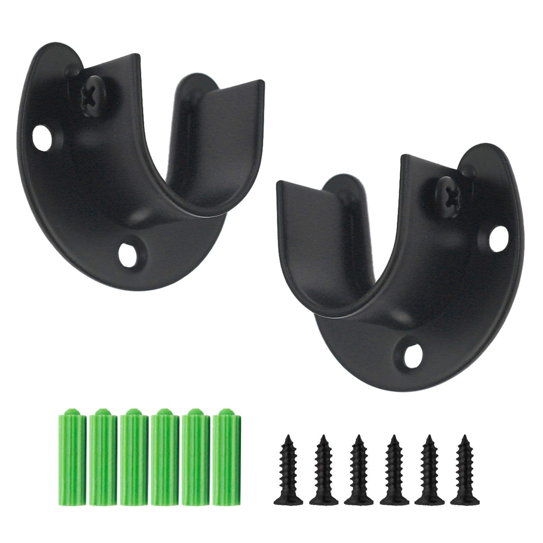 Seimneire 2Pcs Heavy Duty Stainless Steel Rod Socket, Wardrobe Bracket Flange Rod Holder Closet Rod End Supports Fit 1'' Diamete