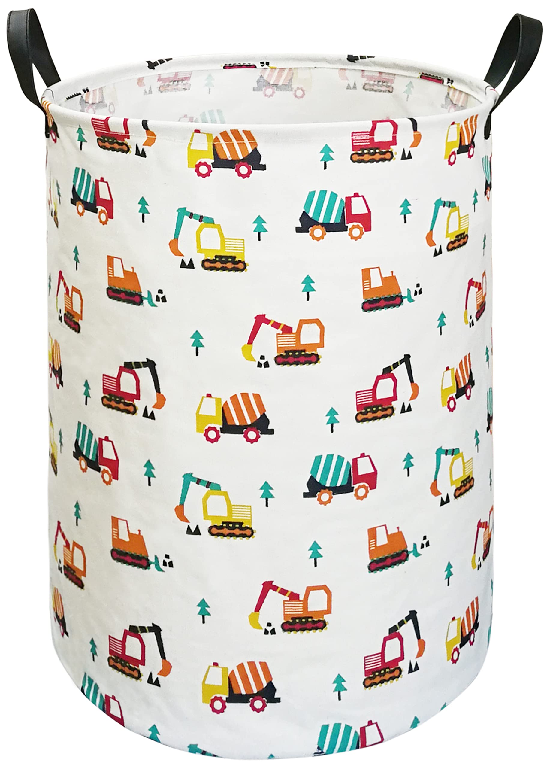 Vaivusto Round Laundry Basket, Waterproof Canvas Large Clothes Basket Laundry Hamper With Handles,Cute Cartoon Kids Nursery Hamp