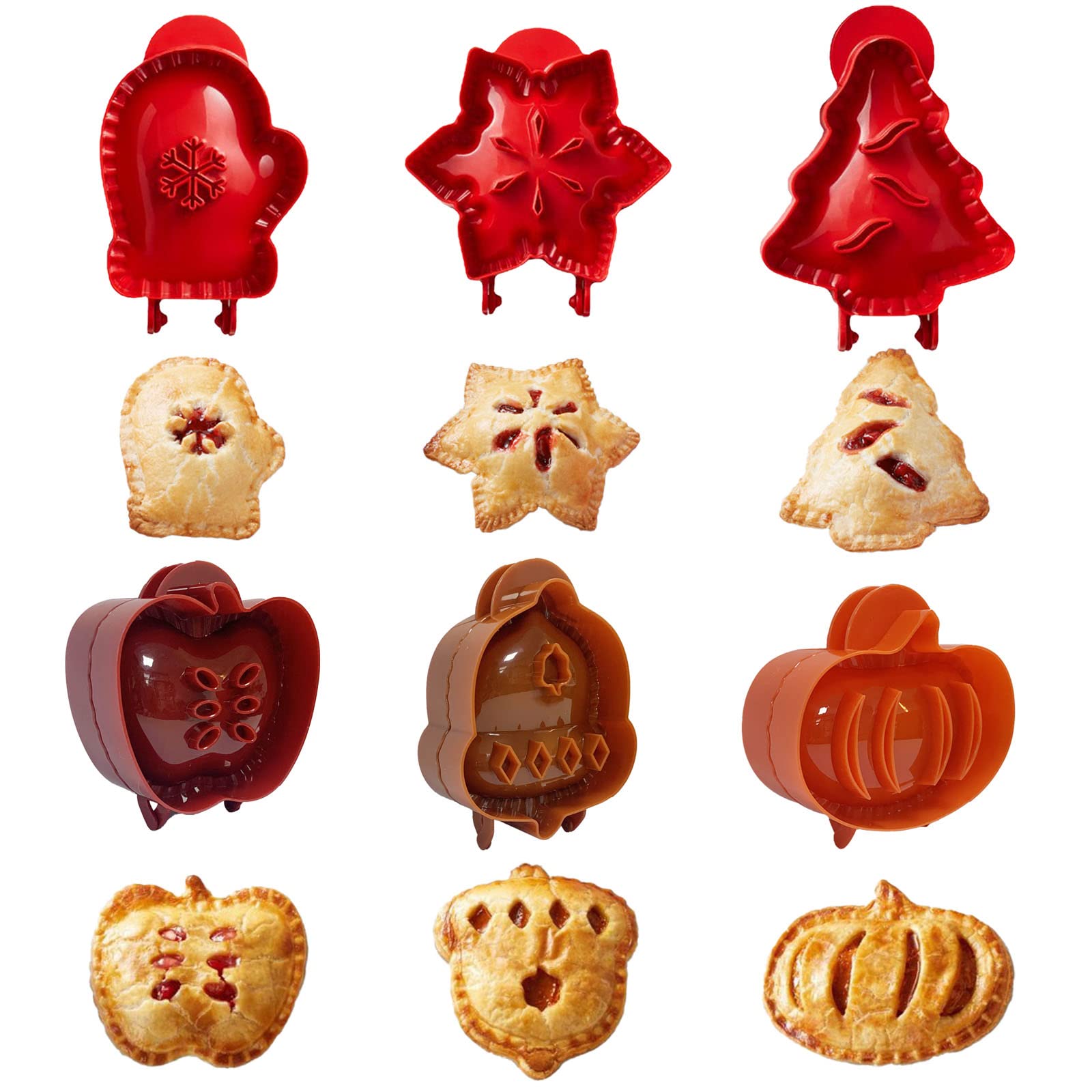 6Pcs Hand Pie Molds For Baking Mini Pie Maker For Christmas Party Baking Supplies Party Dough Presser Pocket Pie Molds