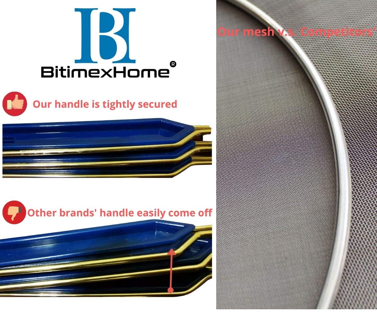 Bitimexhome Grease Splatter Screen For Frying Pan Cooking Set Of 3 (8'', 10'' And 11'') Fine Mesh Iron Skillet Lid Guard Shield