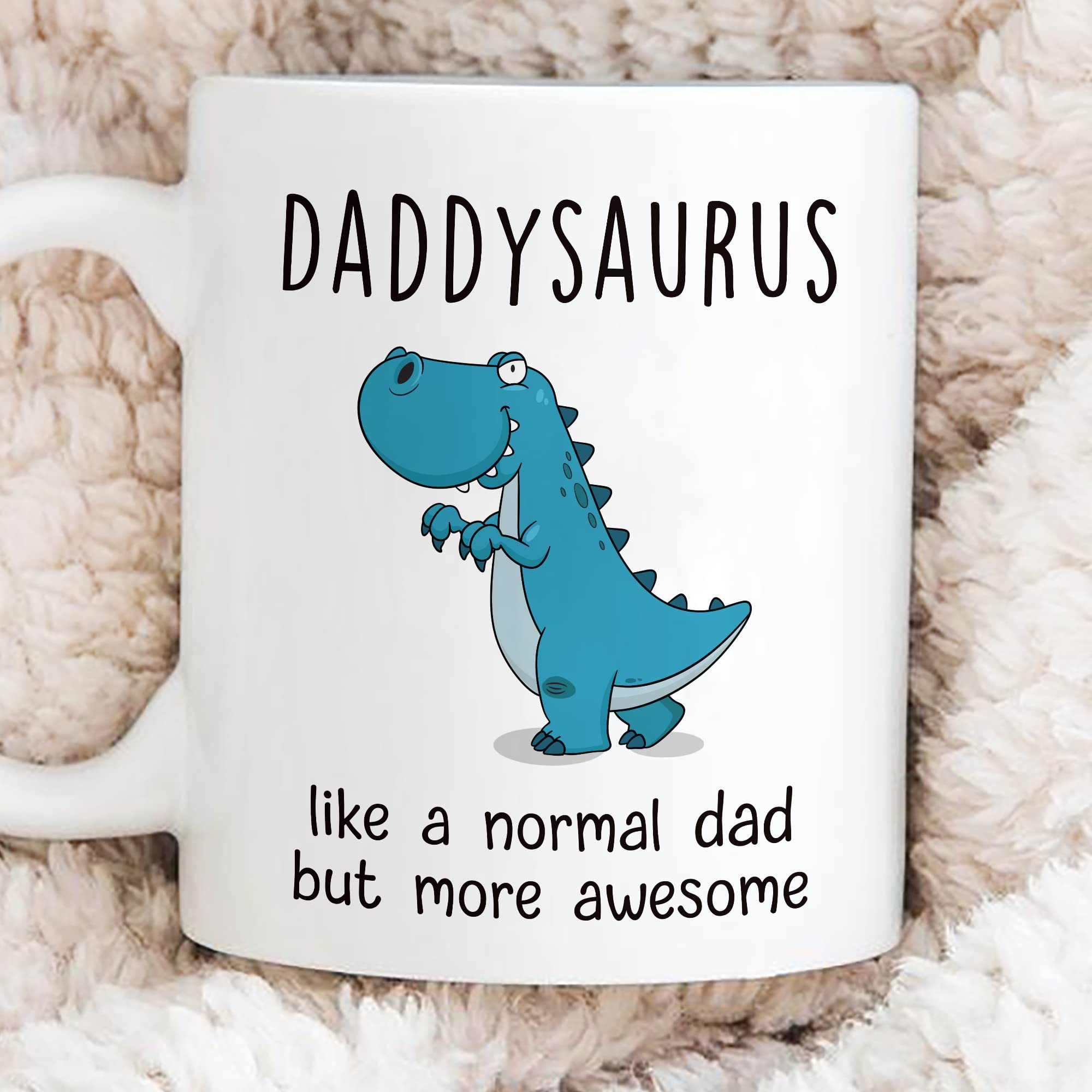 Gossby DADDYSAURUS Coffee Mug for Dad - Funny Gifts for Dad from Daughter, Son, Kid - 11oz T-rex Daddy Mug - Fathers Day, Christ