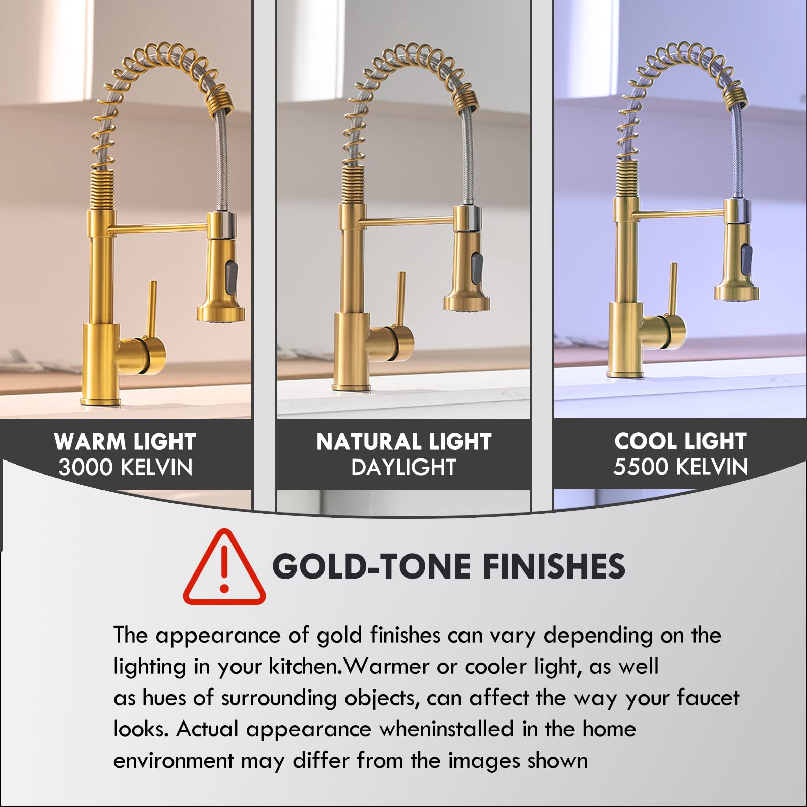 GIMILI Gold Kitchen Faucet with Sprayer Modern Single Handle High-Arc Pull Out Kitchen Sink Faucet with Pull Down Sprayer