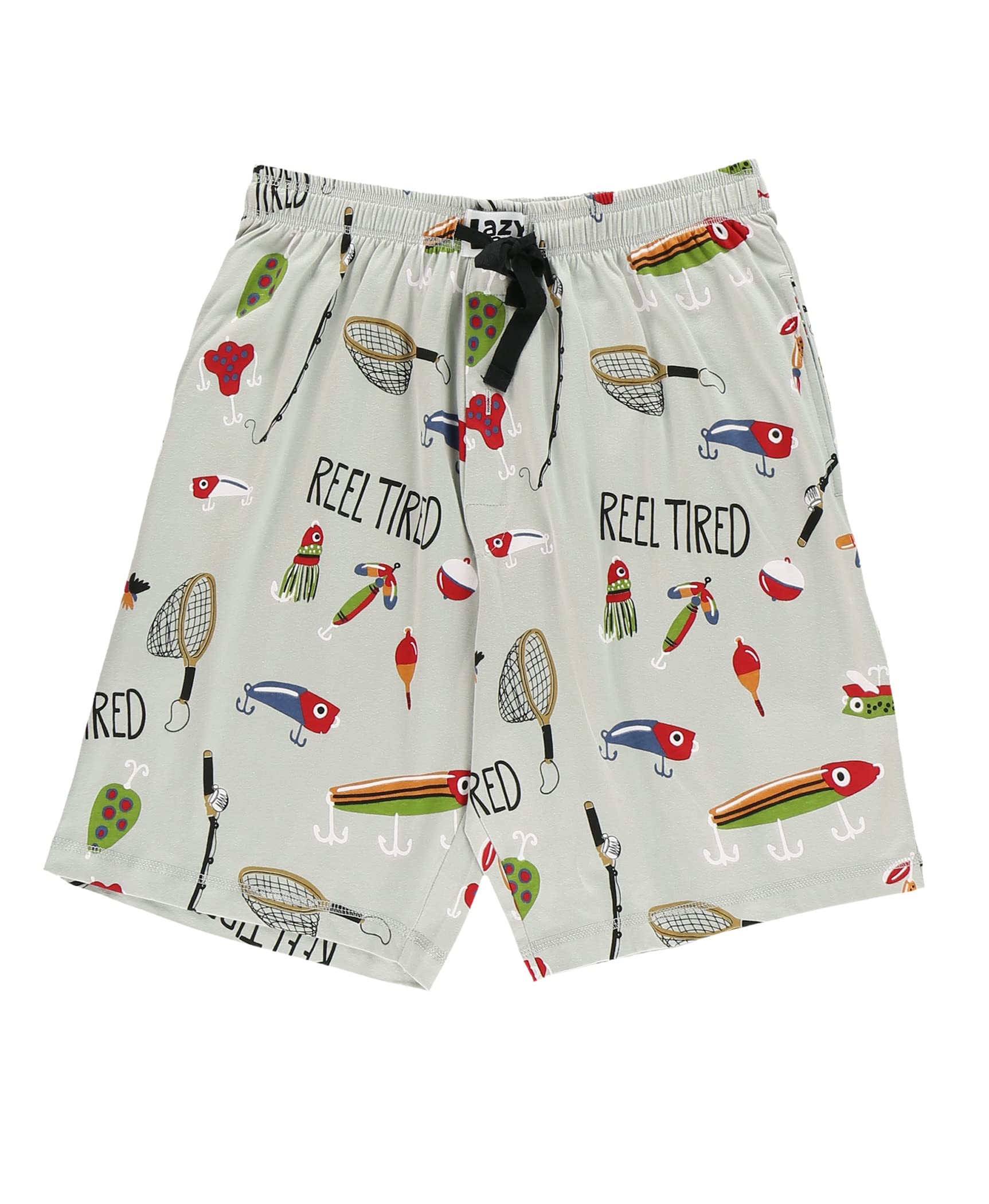 Lazy One Pajama Shorts For Men, Mens Pajama Bottoms, Sleepwear (Reel Tired, X-Large)