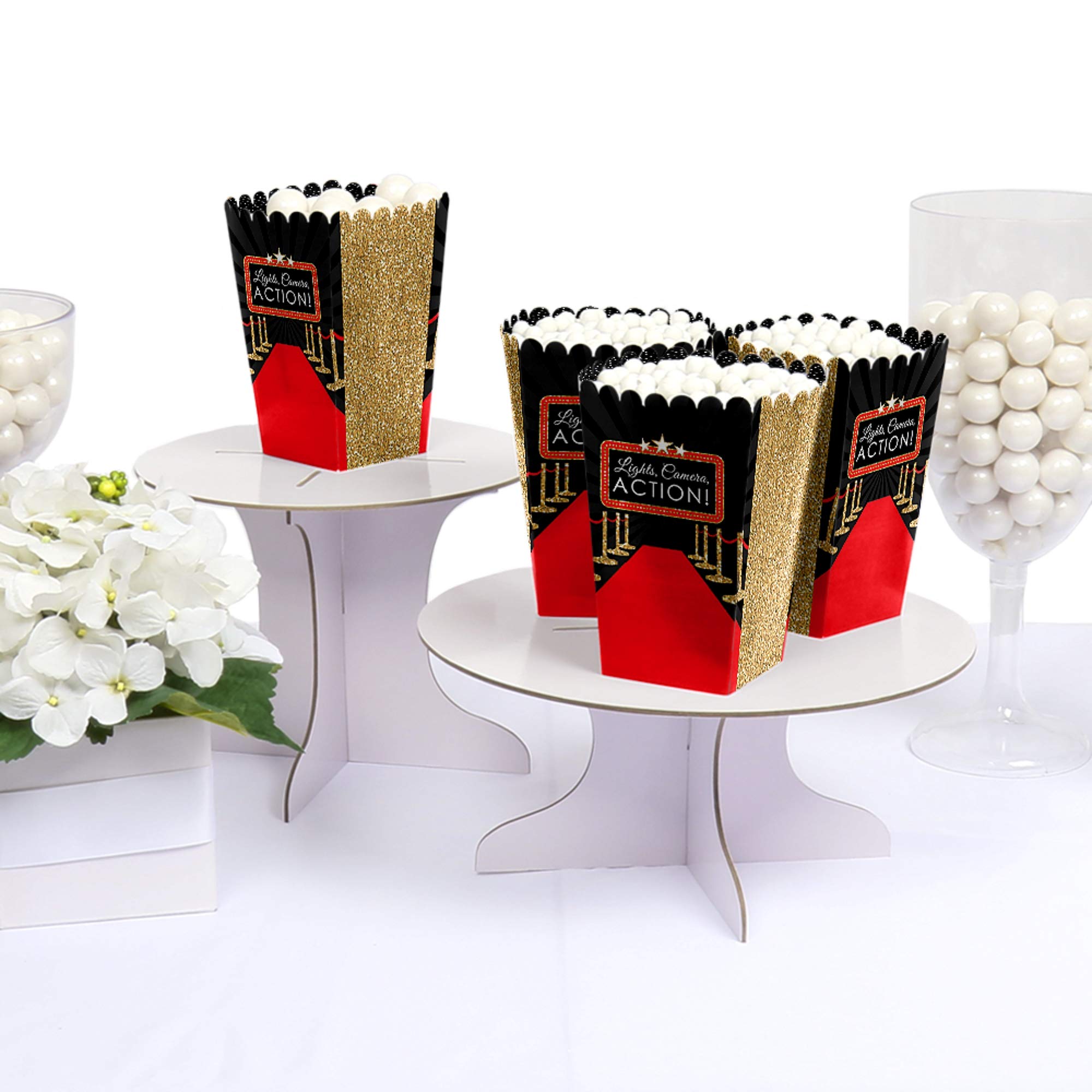 Big Dot Of Happiness Red Carpet Hollywood - Movie Night Party Favor Popcorn Treat Boxes - Party Favor Box - Favor Box - Small Fa