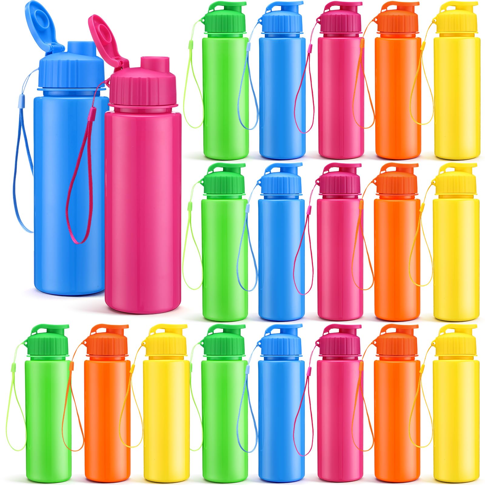 Mifoci 20 Pieces Water Bottle Bulk 17 oz Plastic Water Bottles Bulk Gym Sports Adults Reusable Large Bottles with Leak Proof Fli
