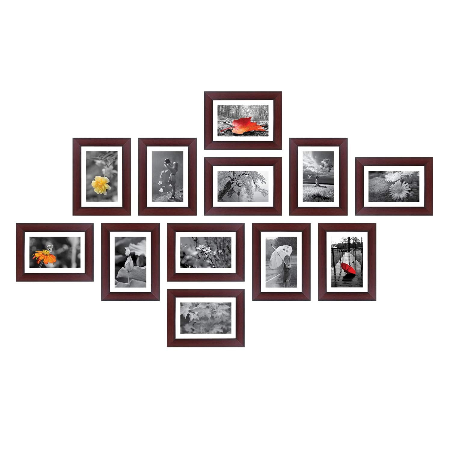 Amazon Brand - Solimo Rosewood Collage Set Of 12 Photo Frames ( 6 X 8 Inch - 12)