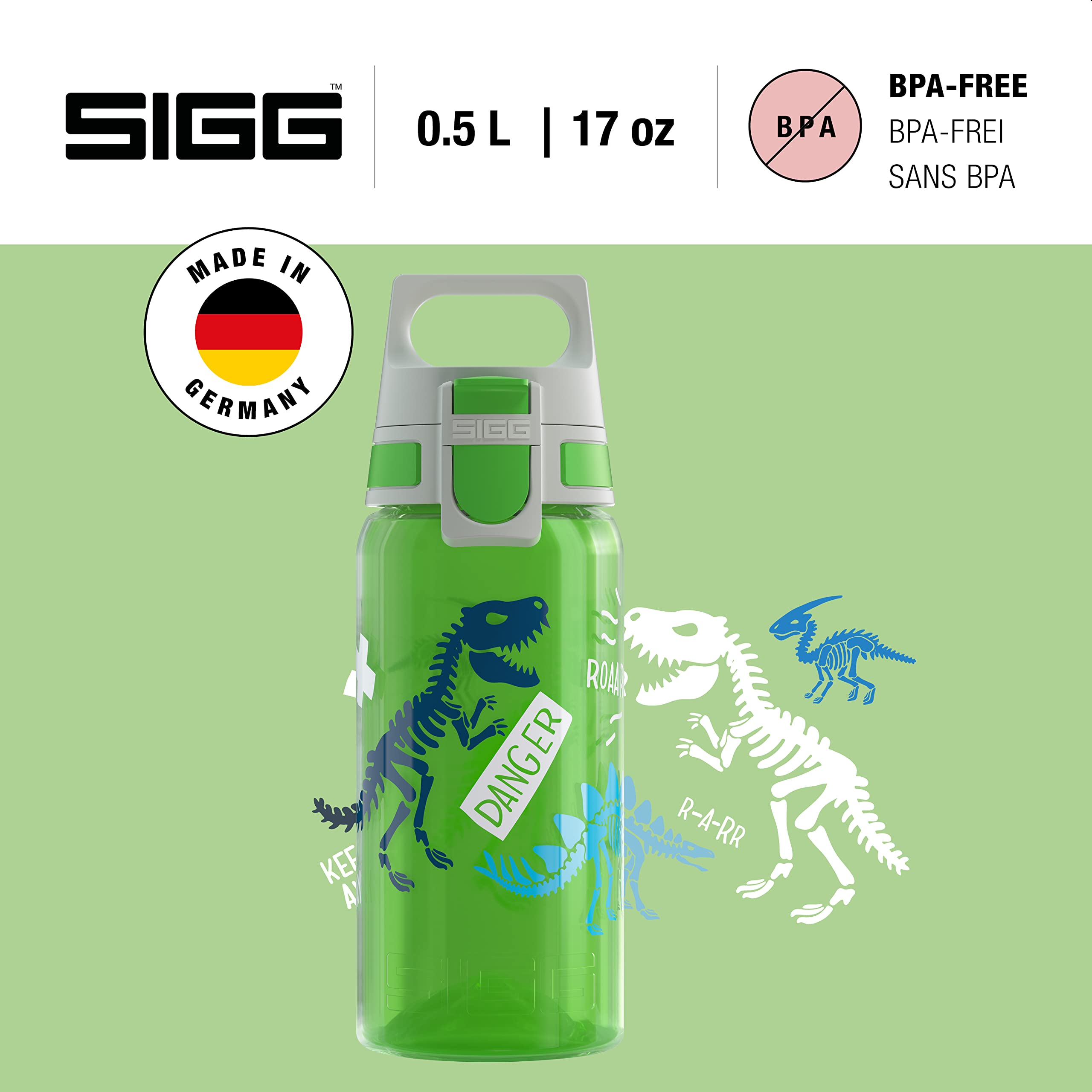 Sigg - Kids Water Bottle - Viva One Jurassica - Suitable For Carbonated Beverages - Leakproof - Dishwasher Safe - Bpa Free - Spo