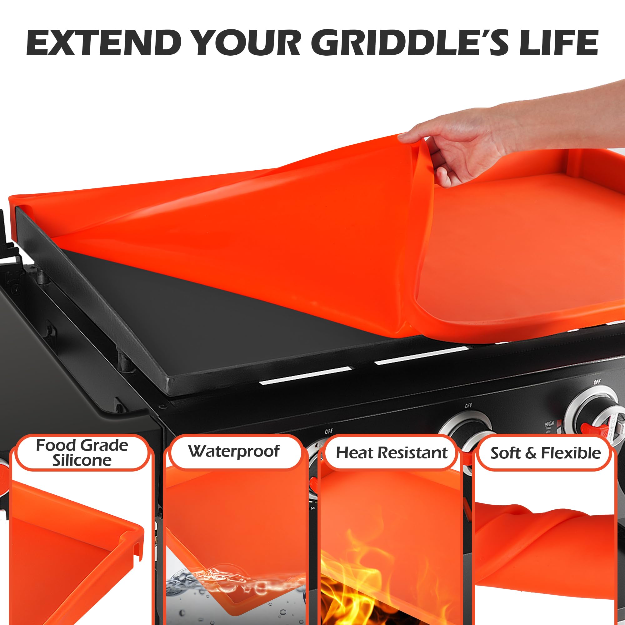 Wyzjc Upgraded Blackstone Griddle Cleaning Kit, With 36 Inch Silicone Griddle Mat, Oil Cup Liner, Heat-Resistant Silicone Spatul