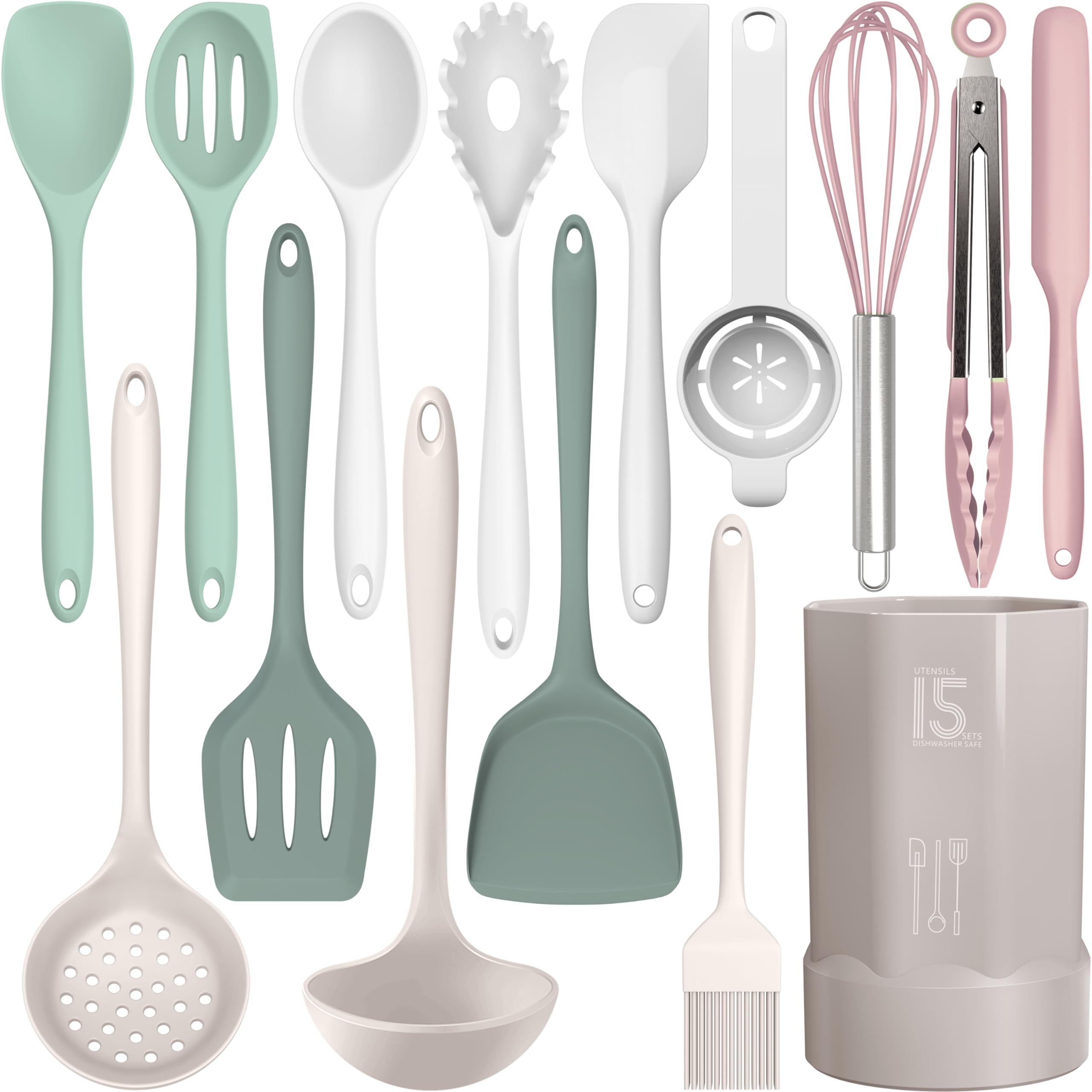 Silicone Cooking Utensils Set - 446?F Heat Resistant Silicone Kitchen Utensils,Spatula,Spoon, Kitchen Utensil Sets Gadgets Tools