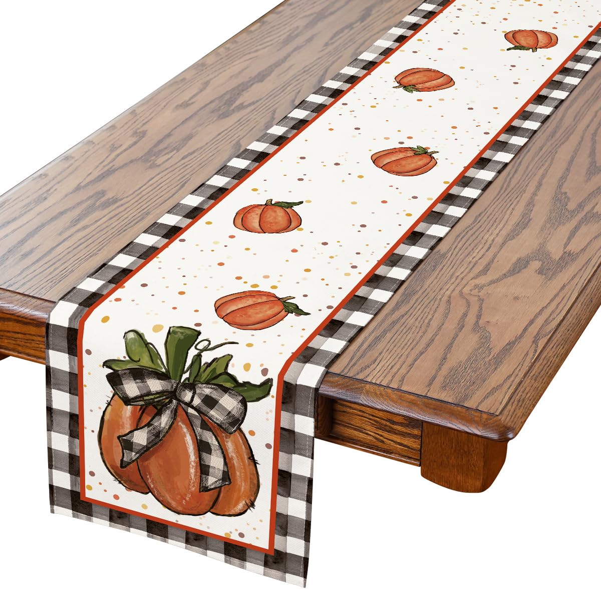Siilues Fall Table Runner, Fall Decorations For Home Pumpkin Fall Runner For Table Seasonal Buffalo Plaid Fall Thanksgiving Holi