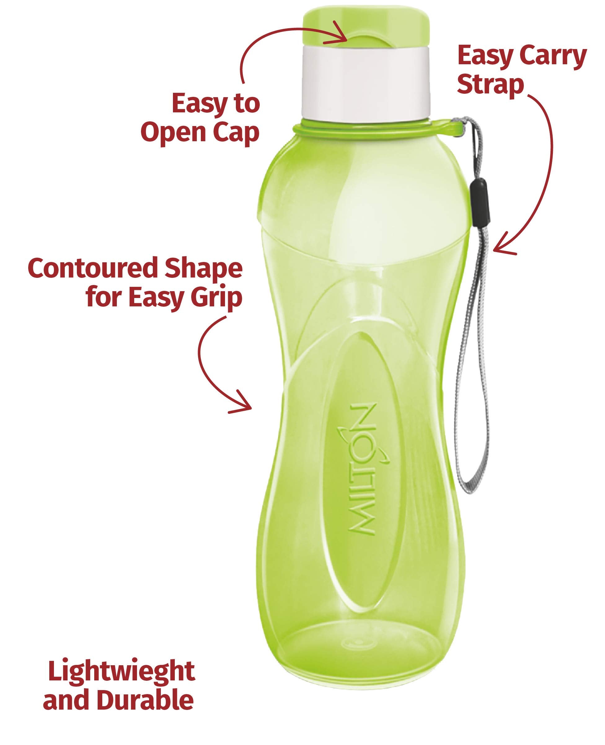 Milton Sports Water Bottle Kids Reusable Leak-Proof 25 Oz 4 Set Plastic Wide Mouth Large Big Drink Bottle Bpa & Leak Free With H