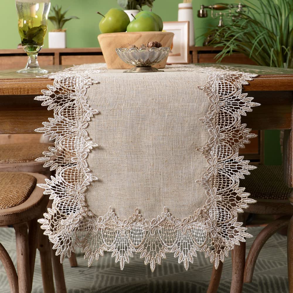 Artable Grey Table Runner Coffee Farmhouse Rustic Macrame Dresser Scarf Lace Small Table Runners For Kitchen Home Outdoor Picnic
