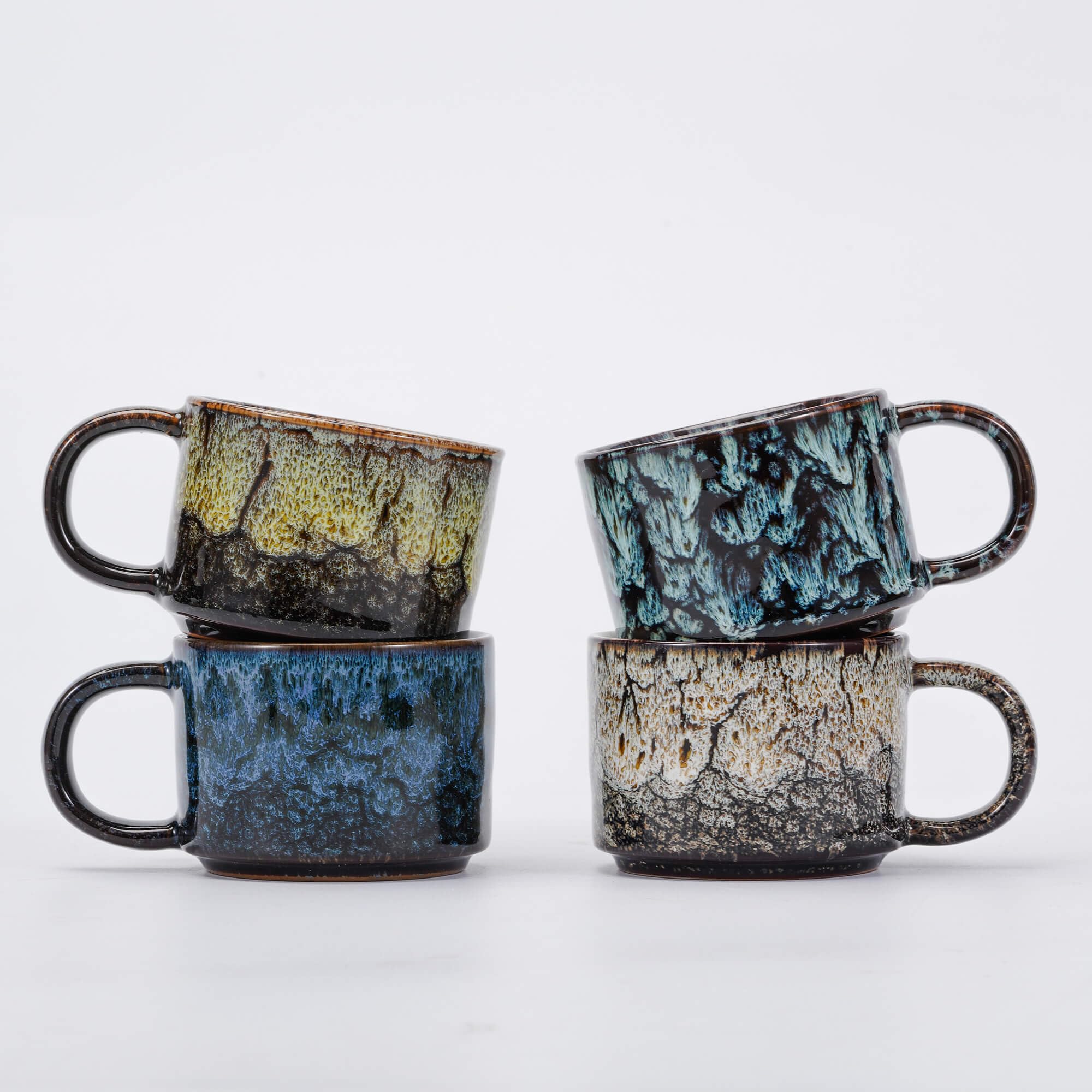 RISTEASO Espresso Cups Set of 2, Espresso Shot Cups, 2 ounce Ceramic Expresso Cups, 2oz Tea Cups, Demitasse Cups Set of 2 (Lava 