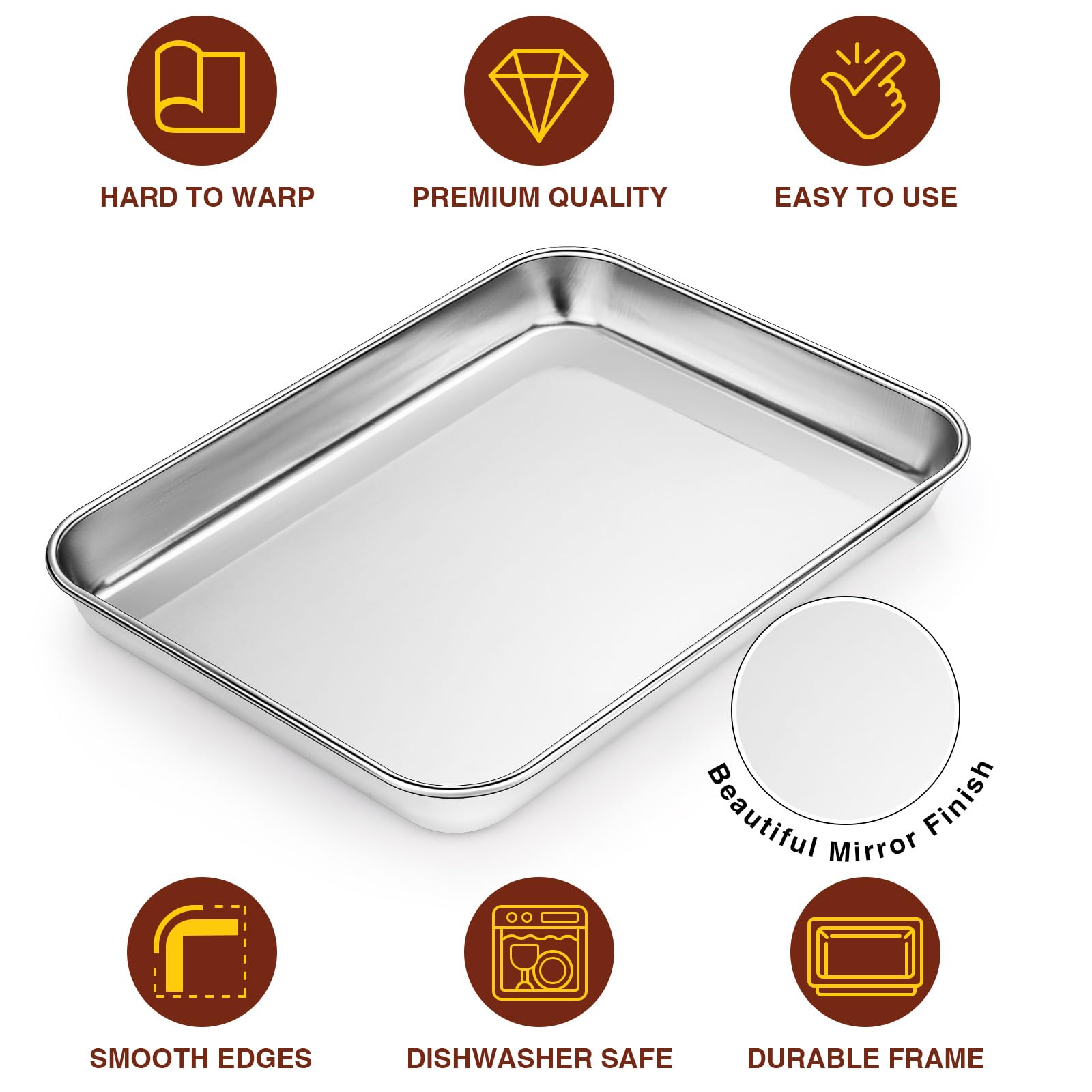 Wildone Sheet Pan Set Baking Sheet Cookie Sheet Baking Pan Toaster Oven Pans, 12 Pcs Stainless Steel Baking Tray Cookie Pan, Hea