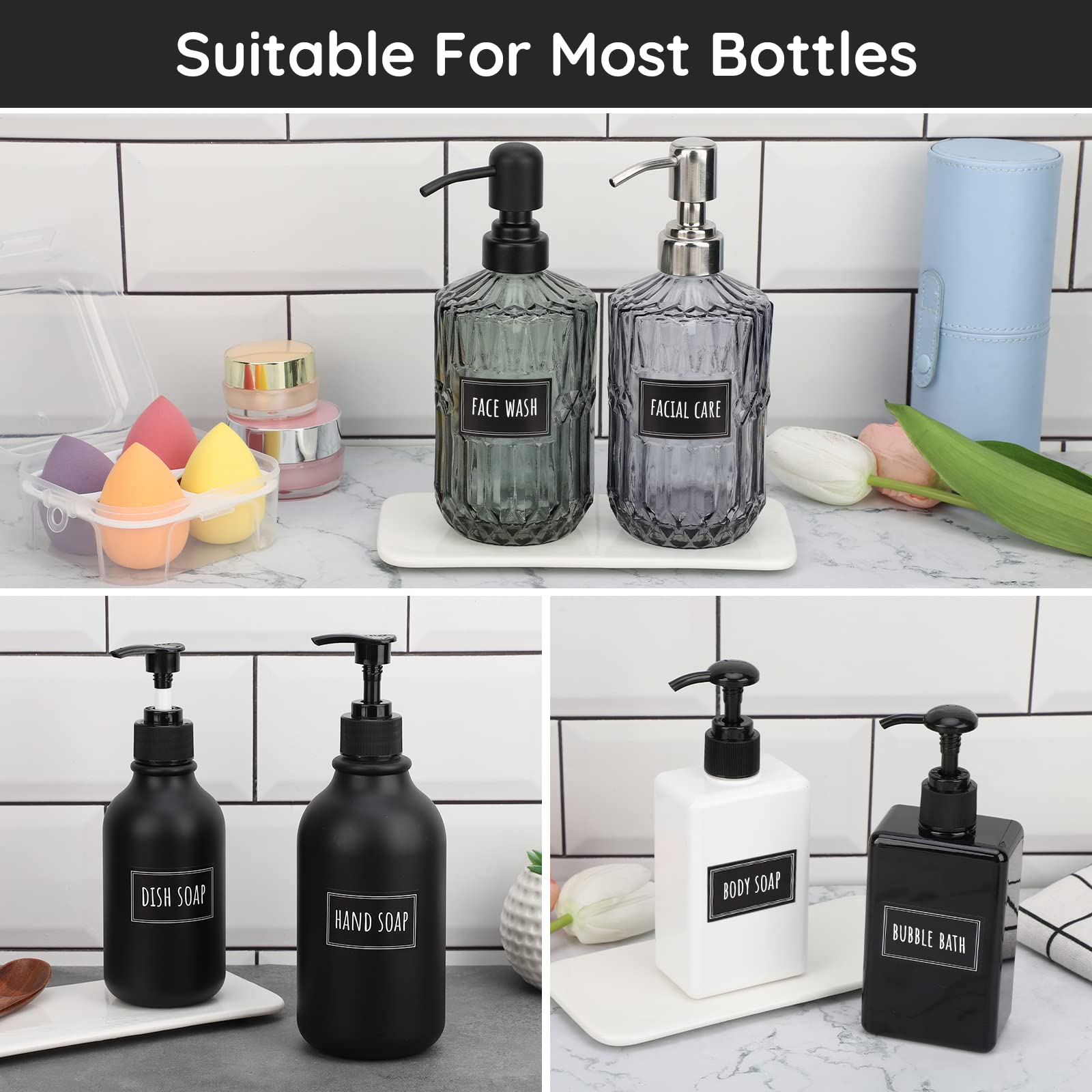 Segbeauty Soap Dispenser Waterproof Labels, 36 Packs Self-Adhesive Minimalist Labels Stickers For Bottles, Farmhouse Bathroom Ki