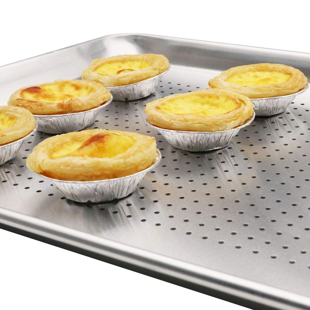 Firsmat Aluminum Perforated Half Sheet Pan For Baking Half Size Bakery Sheet Tray Metal Cookware Medium Bakeware 13X18 Inches
