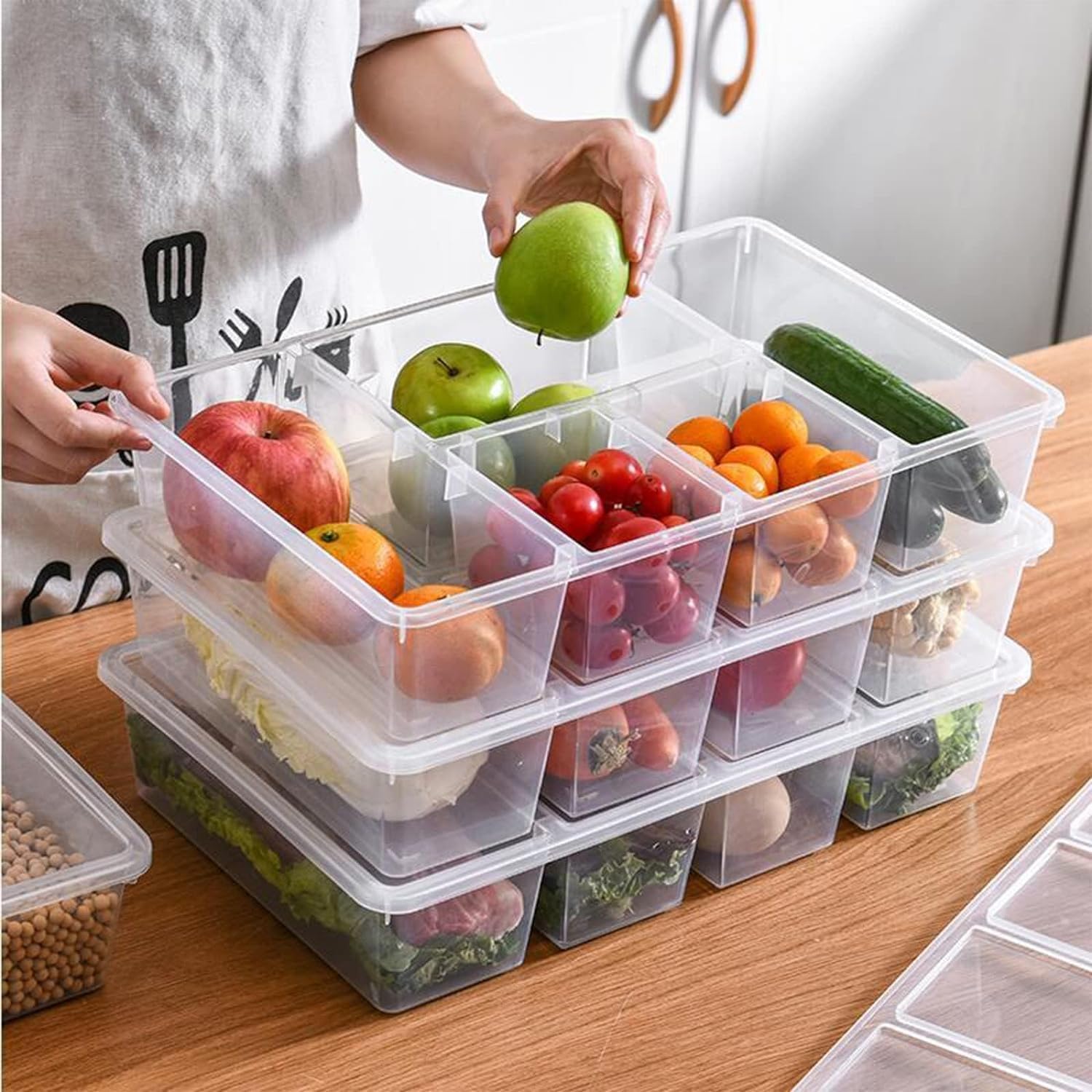 Xiran Fridge Storage Boxes, Fridge Organizers Storage Box Set, Freezer Storage Containers, Refrigerator Organiser, Fridge Storag