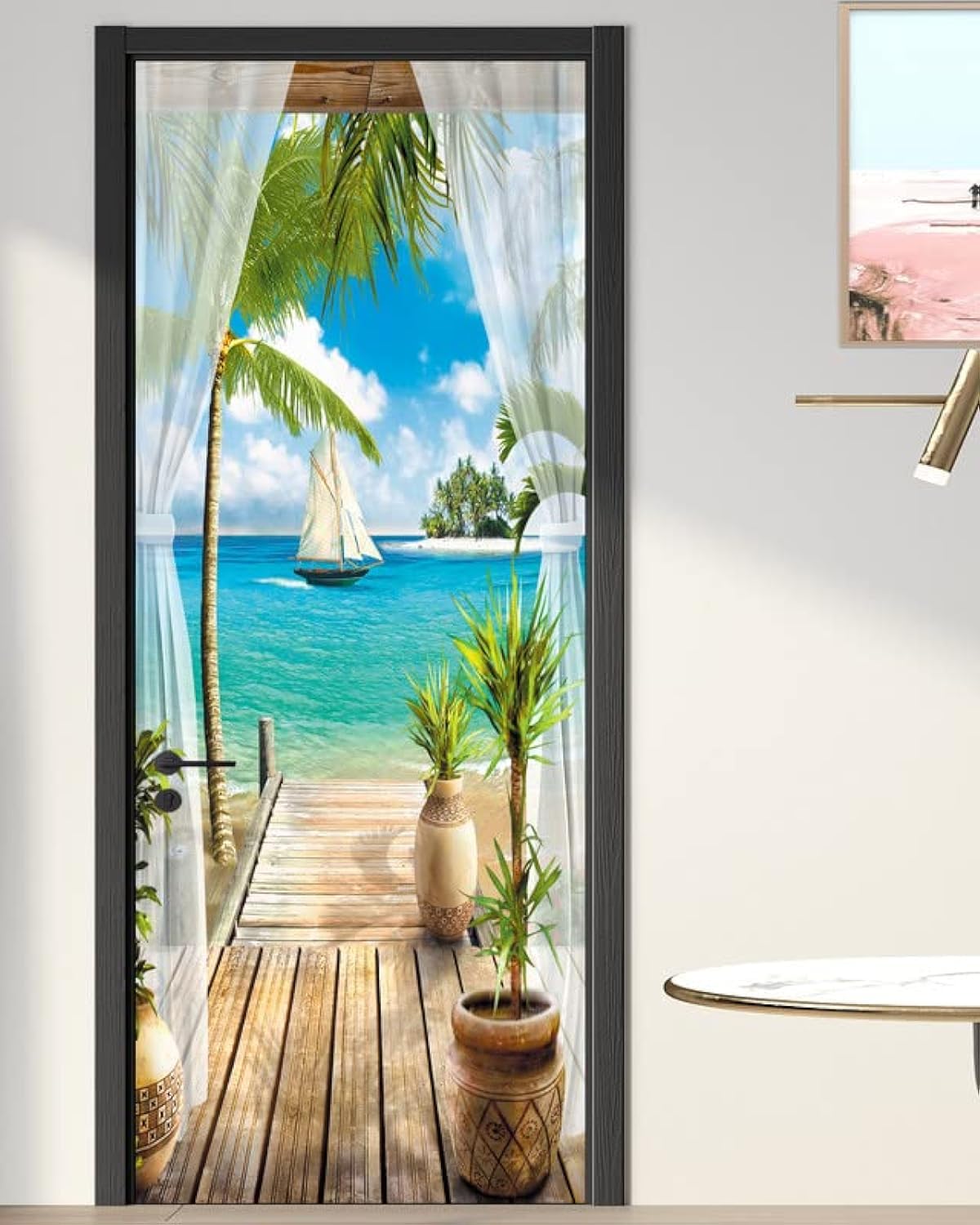 Flfk Door Mural - Door Sticker Peel And Stick, Removable Self-Adhesive Ocean Door Wallpaper For Home Decor, 30.3 ''W X 78.7 ''L,