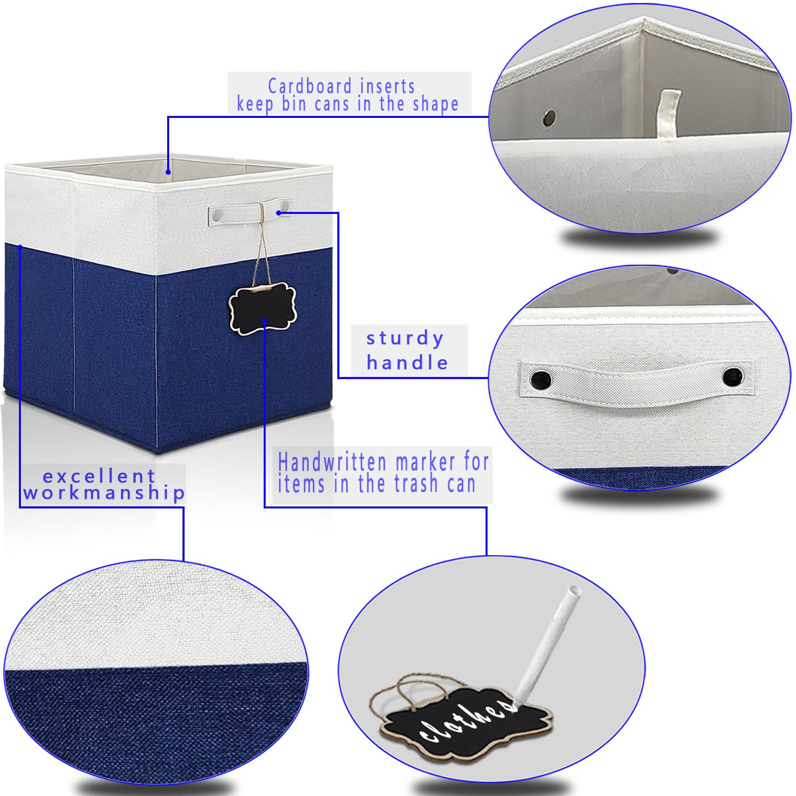 11 X 11 Storage Cubes,Set Of 4 Collapsible Fabric Storage Cubes With Labels,Linen Cube Storage Organizer Bins Kallax Storage Cub