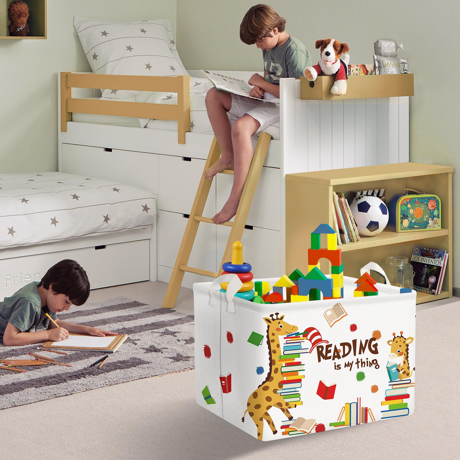 Clastyle Giraffe Reading Book Basket Classroom Storage Dr Quote Read Across America Book Baby Basket Colorful Dot Comic Book Cra