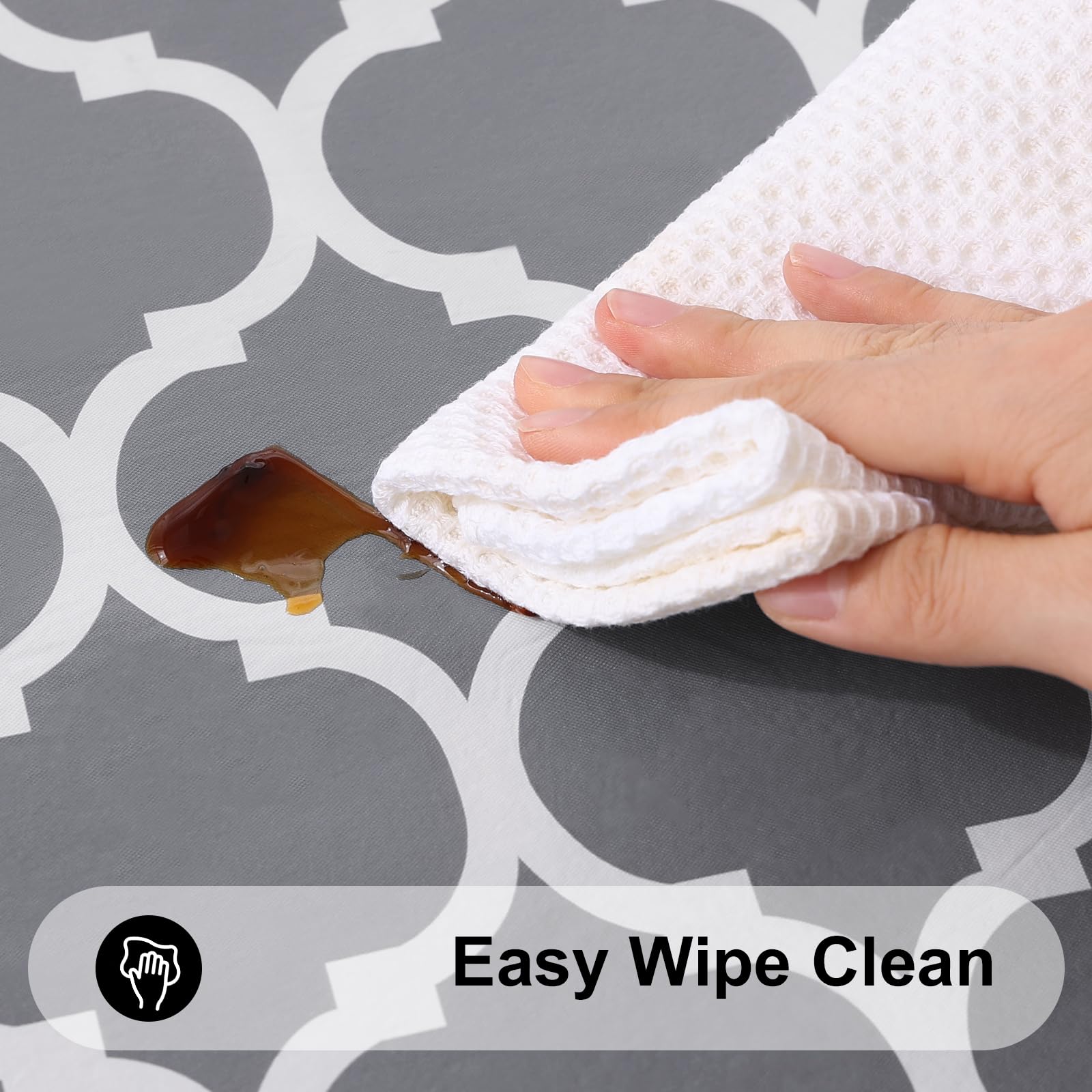 Smiry Round Plastic Table Cloth, Waterproof Vinyl Tablecloth With Flannel Backing For Round Tables, Wipeable & Spillproof For Di