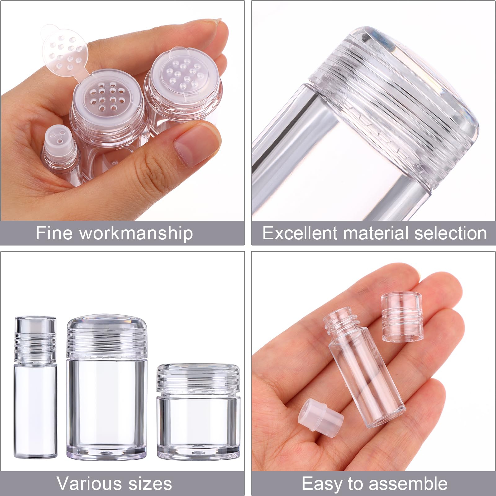 Yiphates 20Pcs Mini Clear 3ml Loose Powder Container Plastic Bottle Empty Cosmetic Sifter Loose Powder Jars Container Refillable Bottle
