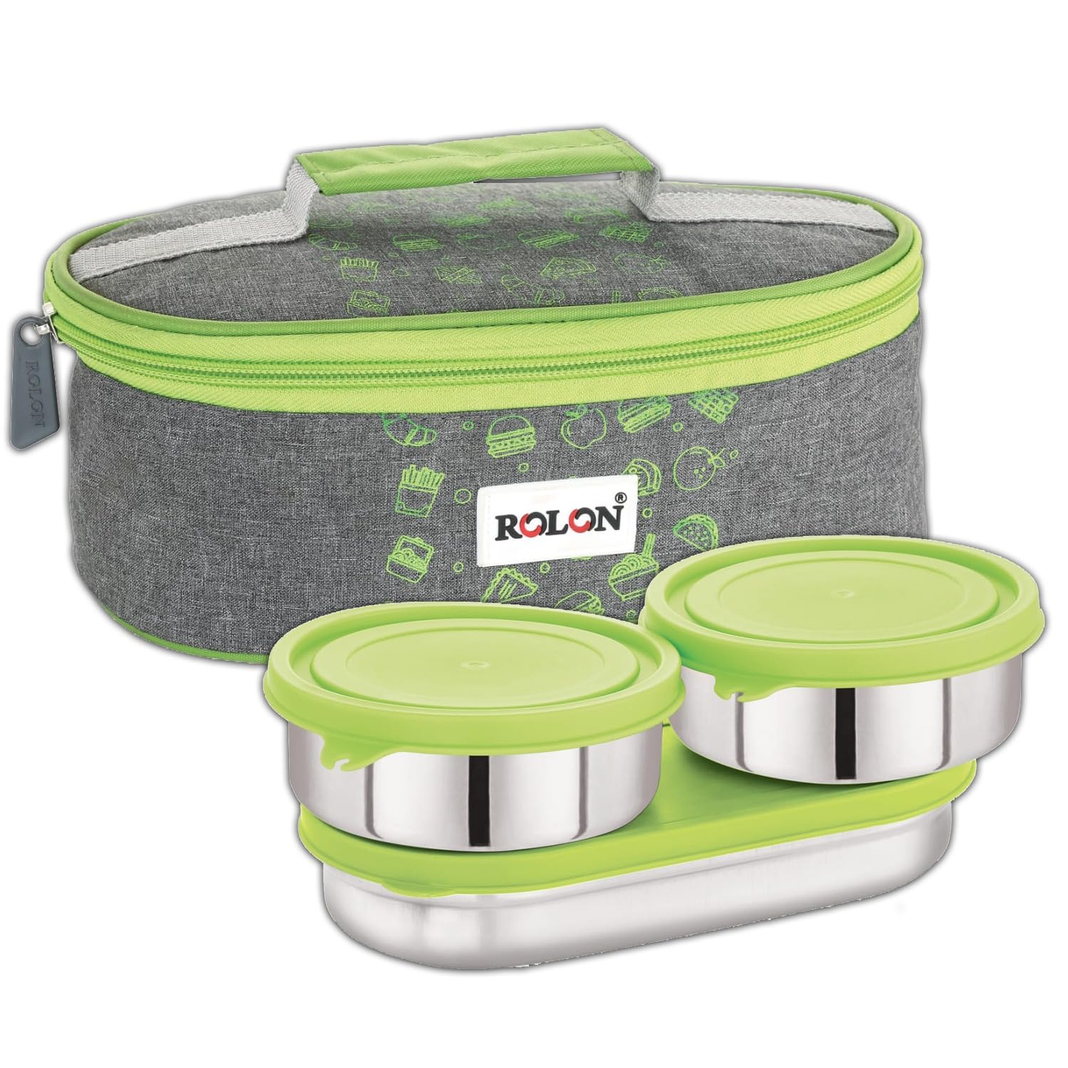 Rolon Lunch Mate Double Decker Lunch Box With Leak Resistance Portable And Durable Tiffin Box For Adults 2 Round Inner Round Con