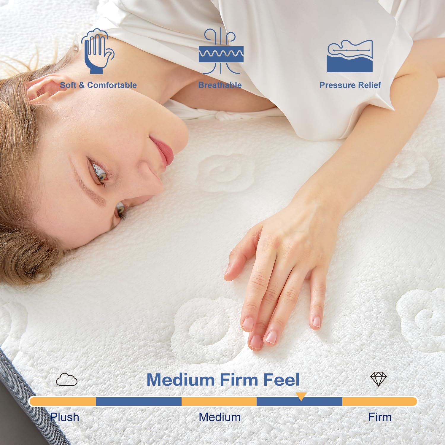 G Laxia 12 Inch Dark Grey Queen Spring Mattress,Medium Firm With Gel Memory Foam,Individually Pocketed Coil,Fiberglass-Free Fire