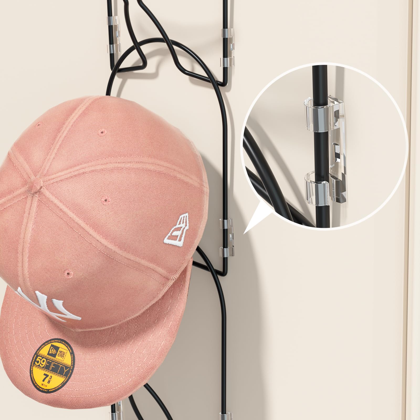 Linfidite 10 Pack Baseball Hat Rack Hanger Holder Organizer Multi Hook Wall Mounted Over Door Cap Display Storage Rack Holder Cl