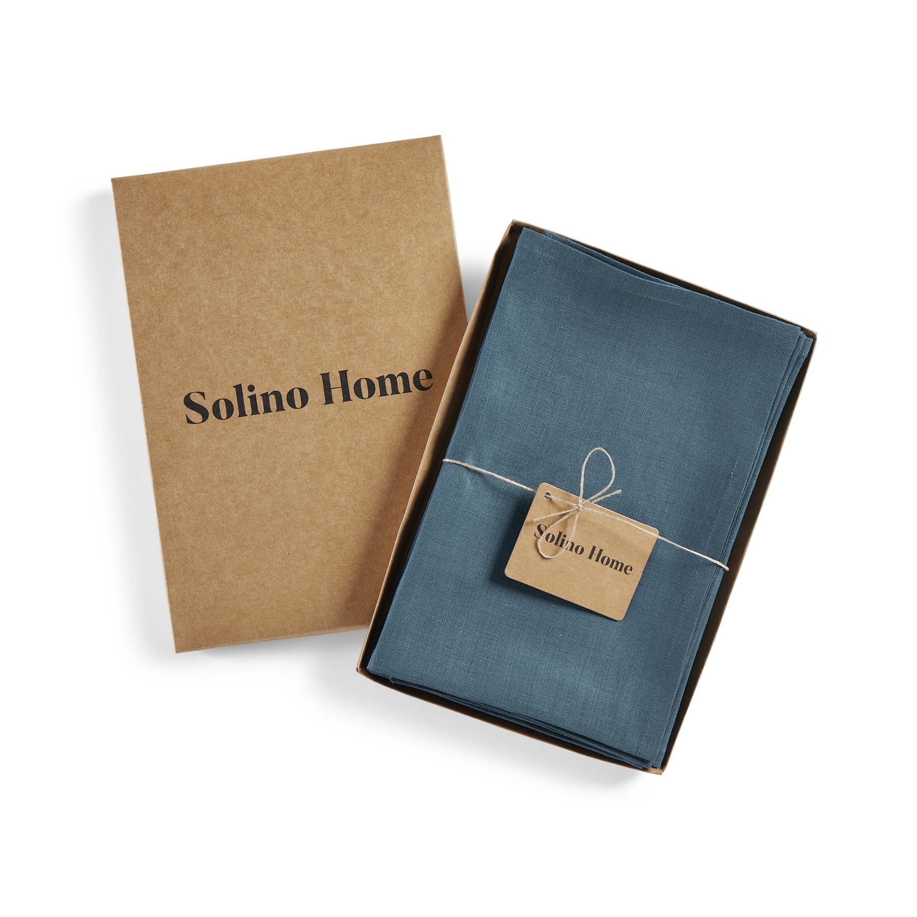 Solino Home Linen Dinner Napkins 20 X 20 Inch - 100% Pure Linen Peacock Blue Cloth Napkins Set Of 4 - Fete, Handcrafted And Mach