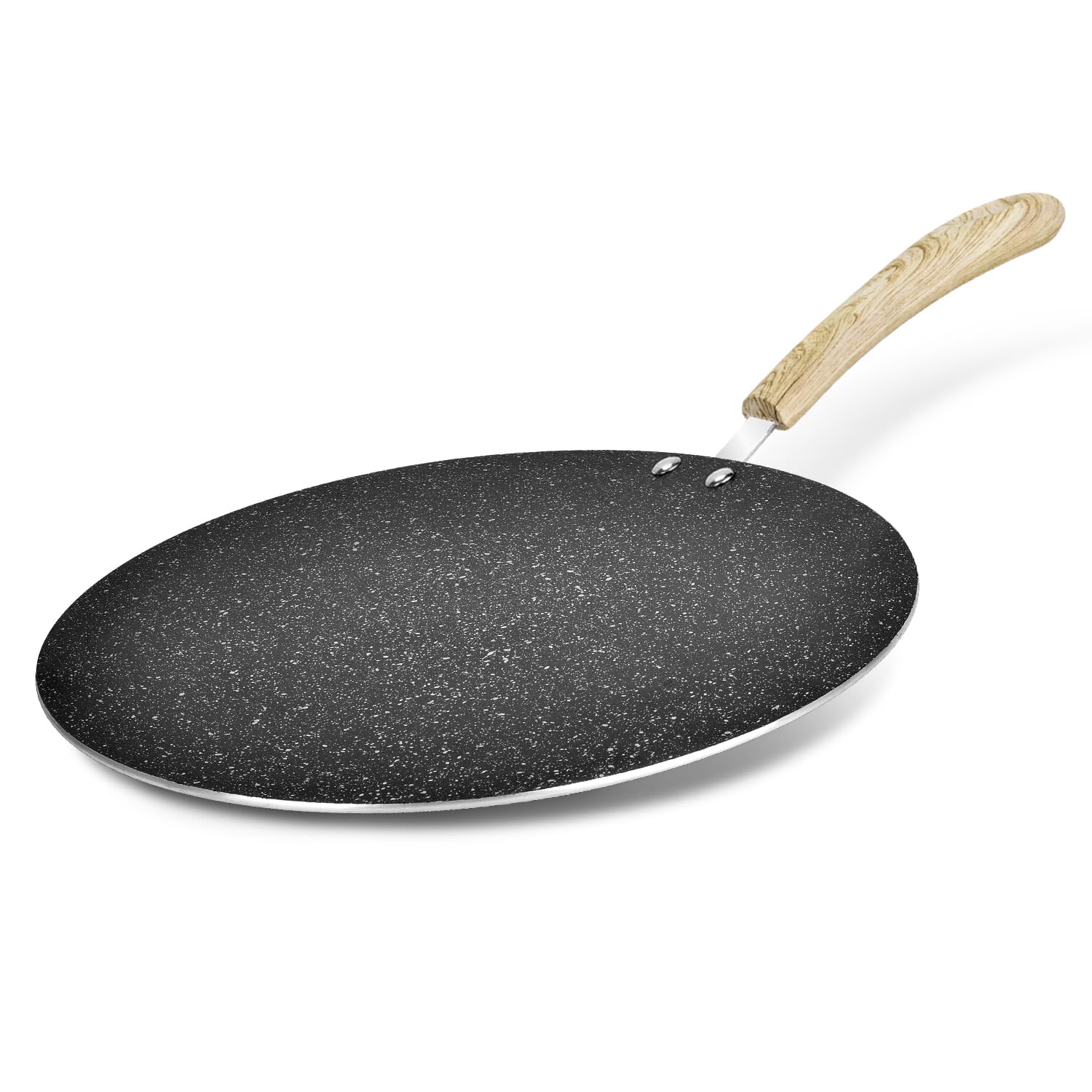 Bergner Bellini Plus Aura 5-Layer Non-Stick 28 Cm Flat Tawa, Tava With Soft Touch Wooden Finish Handle, Food Safe (Pfoa Free), T