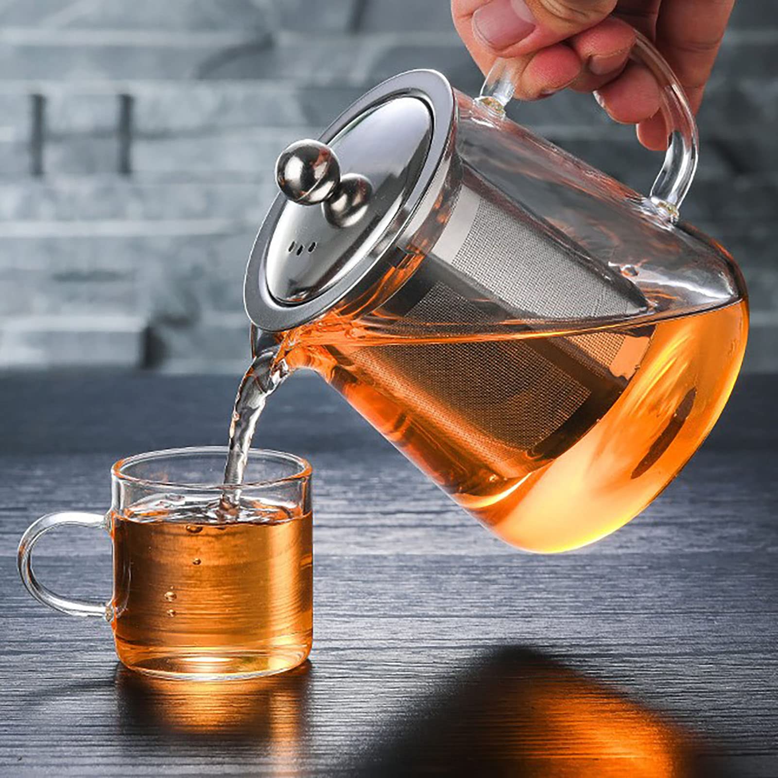 1300Ml(44Oz) Glass Teapot With Removable Infuser High Borosilicate Heat Resistant Glass Tea Kettle Infuser Stovetop Safe Tea Ket