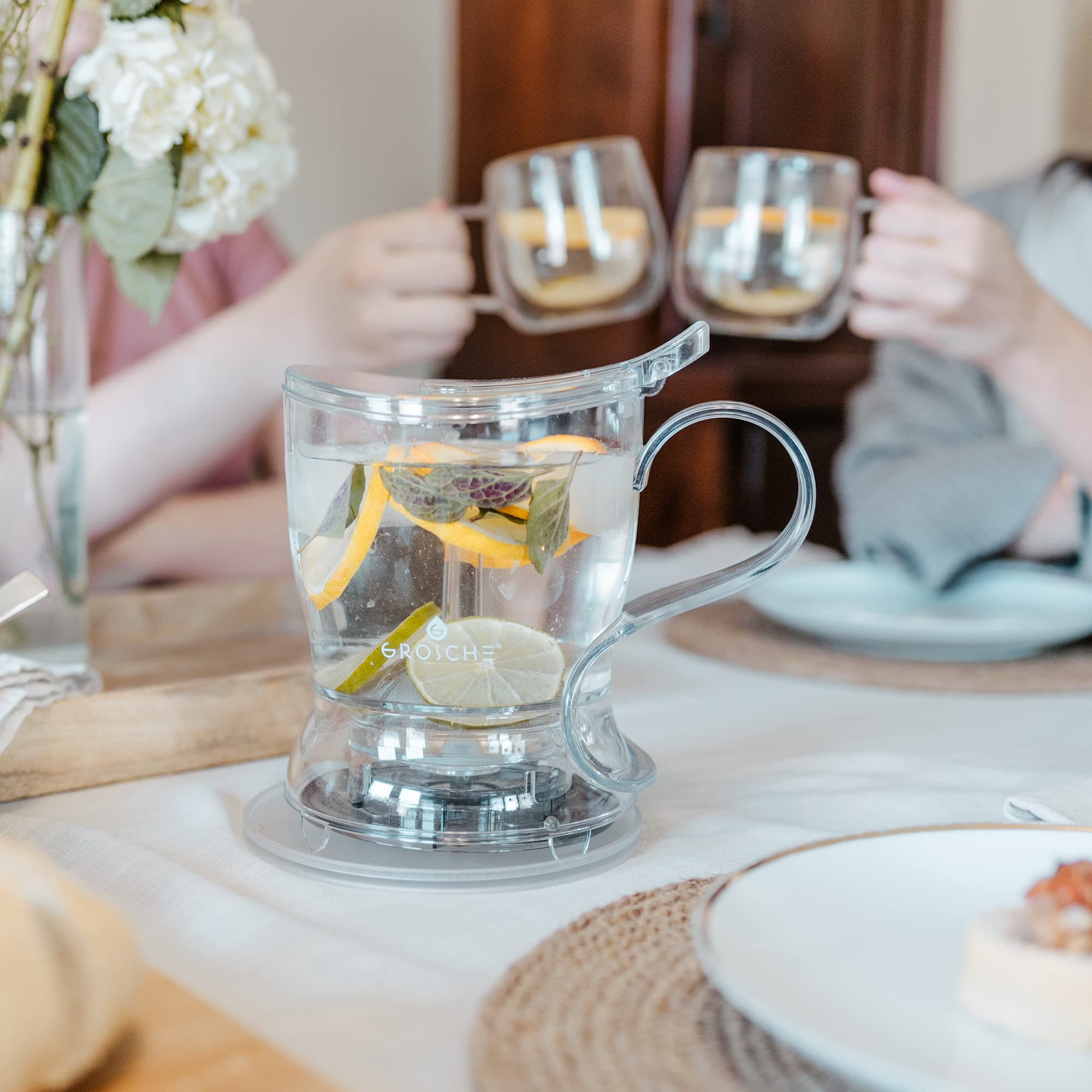 Grosche Aberdeen Tea Infuser Teapot & Smart Tea Maker - Bpa-Free, Drip-Free Design | Coaster | Easy Brew | Easy Clean Steeper |