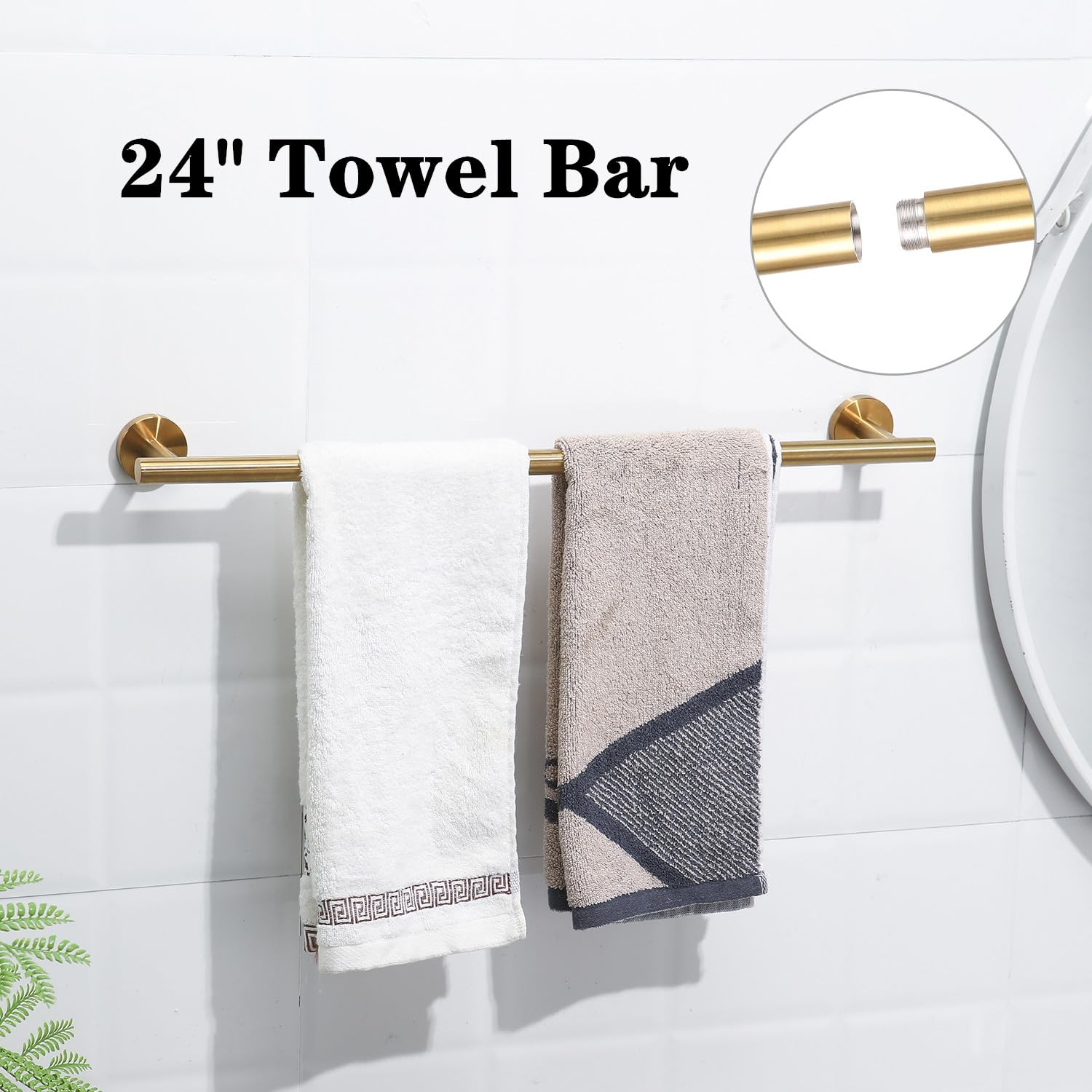 Ntipox Brushed Gold Bathroom Hardware Accessories Set 5 Piece, Stainless Steel Bath Towel Bar Set 24 Inch,Toilet Paper Holder,To