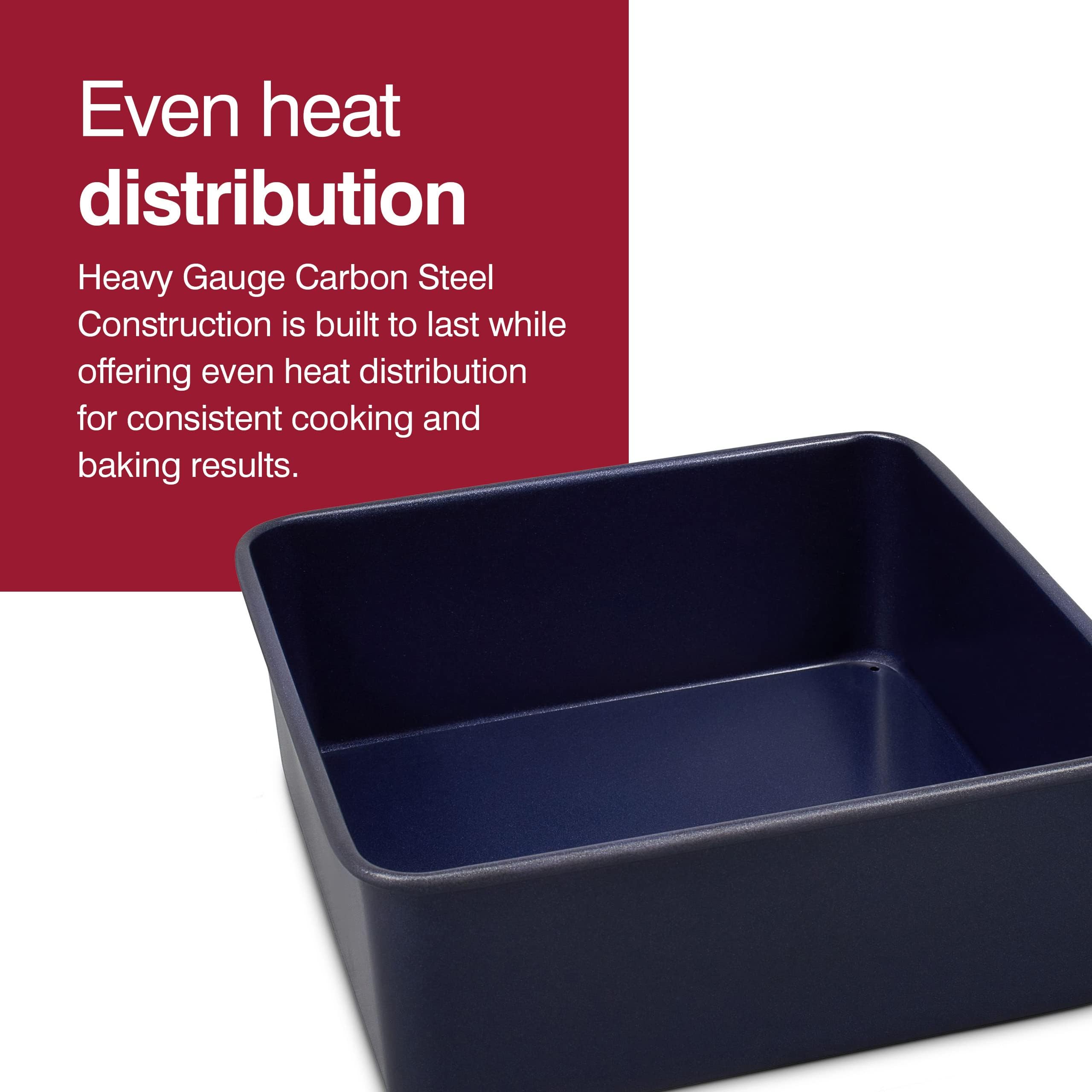 Zyliss E980201 Non-Stick Loose Base Square Cake Tin | 20Cm/8In | Carbon Steel | Dark Blue | Baking Tin/Bakeware | Dishwasher Saf