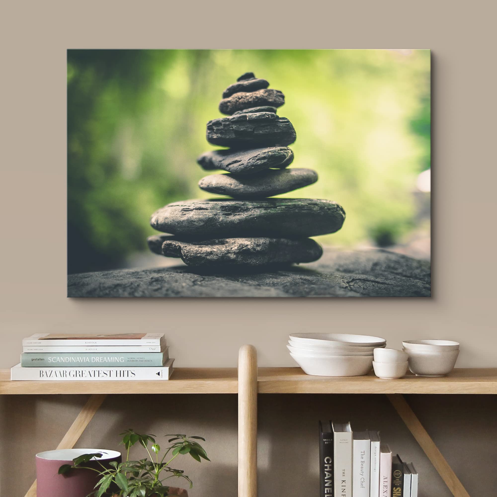 Wall26 Canvas Print Wall Art Relaxing Zen Meditation Green Jungle Forest Rocks Nature Wilderness Photography Realism Rustic Land