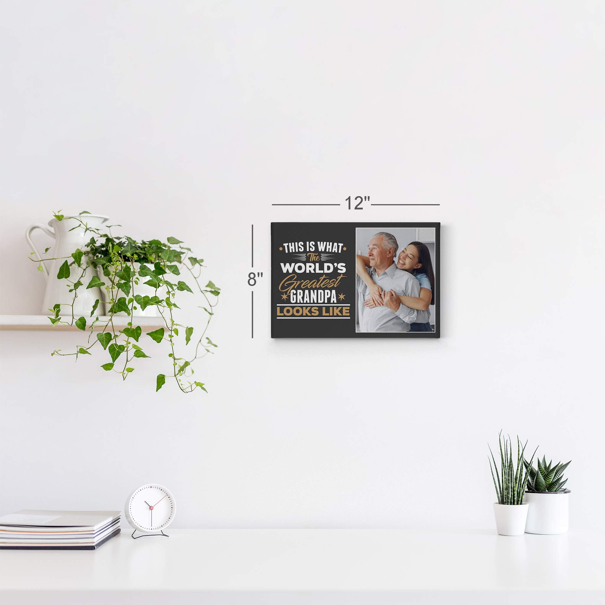 Smile Art Design Custom Photo Print Canvas Print with Your Photo Personalized Photo The World's Greatest Grandpa Quote Personalized Gifts for Grandfathers for Papa - 15x22 inches