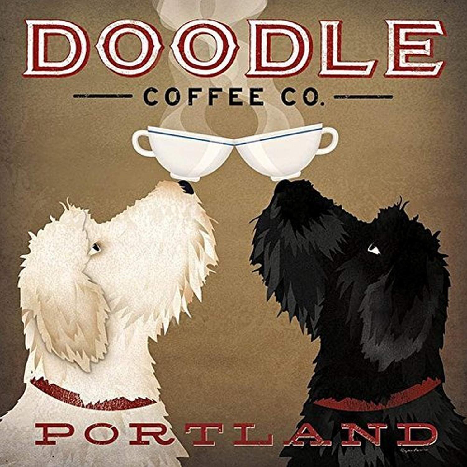 Buyartforless Double Doodle Coffee Company Portland By Ryan Fowler 12X12 Signs Art Print Poster Vintage